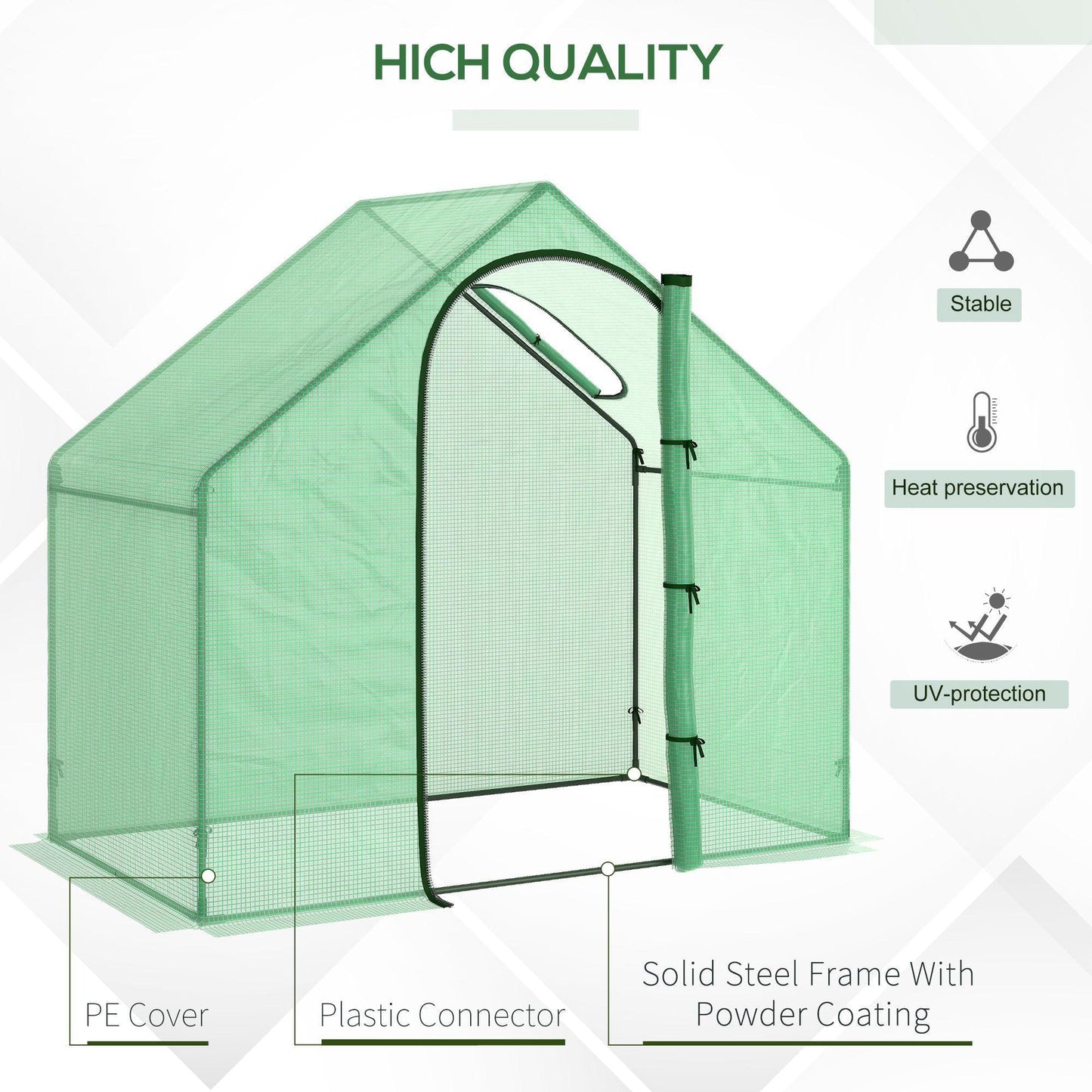 Outsunny Greenhouse: Roll Up Door & Window, 180x100x168 cm, Green - ALL4U RETAILER LTD