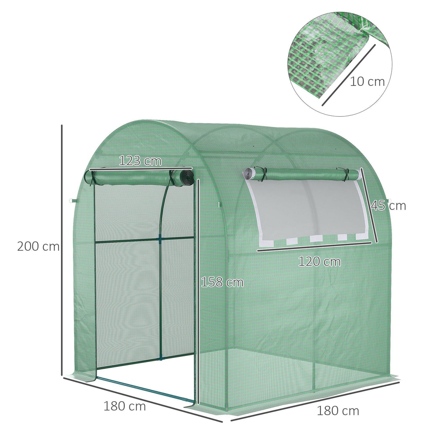 Outsunny Greenhouse - Roll-up Window and Door (1.8 x 1.8 x 2 m) - ALL4U RETAILER LTD