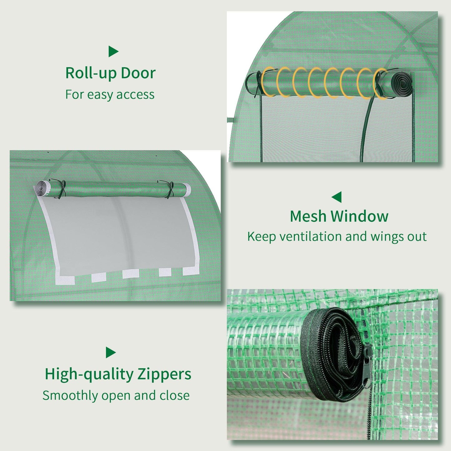 Outsunny Greenhouse - Roll-up Window and Door (1.8 x 1.8 x 2 m) - ALL4U RETAILER LTD