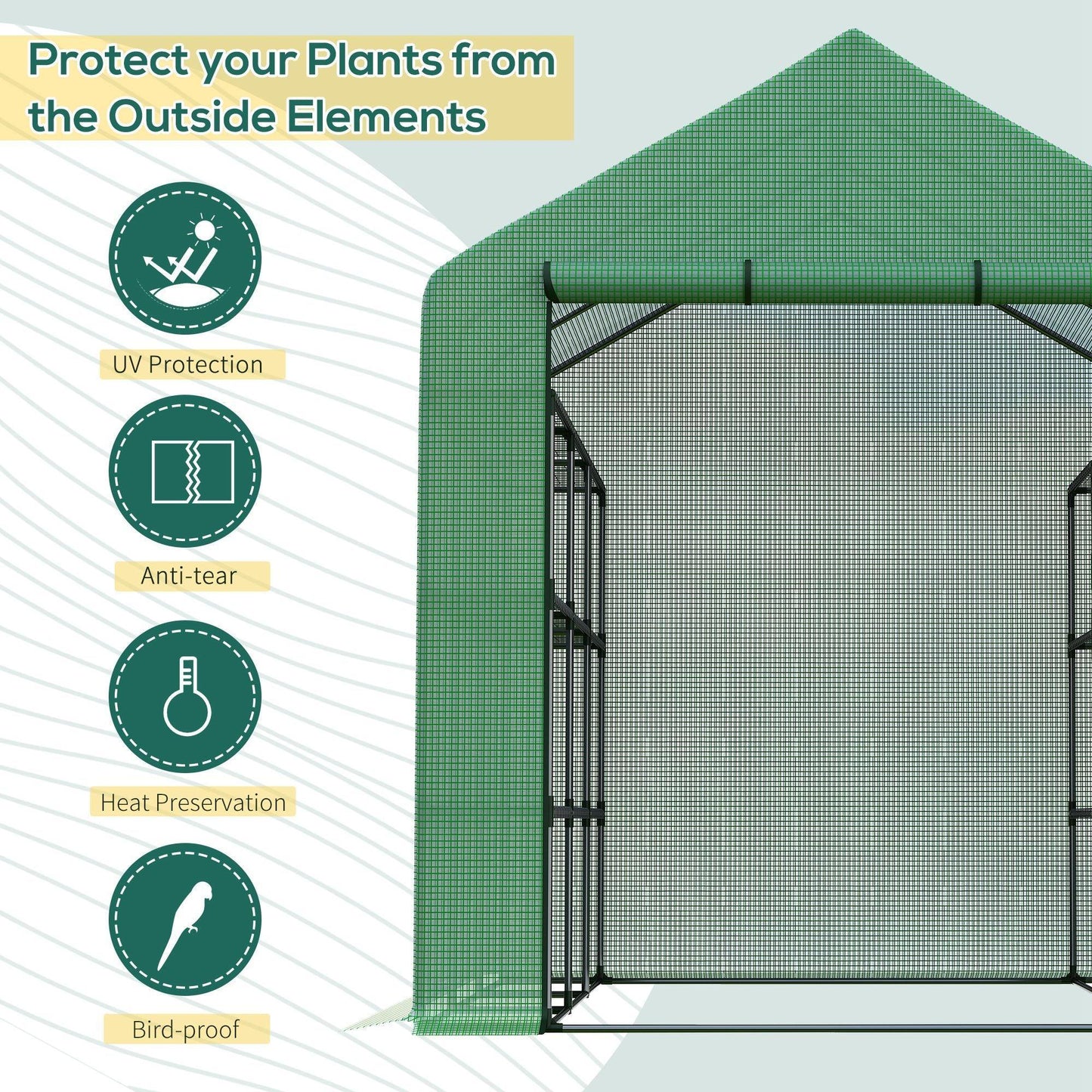 Outsunny Greenhouse - Sturdy Walk-in Garden Shelter - ALL4U RETAILER LTD