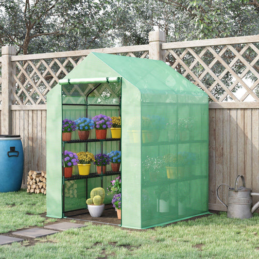 Outsunny Greenhouse with Shelves - 143x138x190cm - ALL4U RETAILER LTD