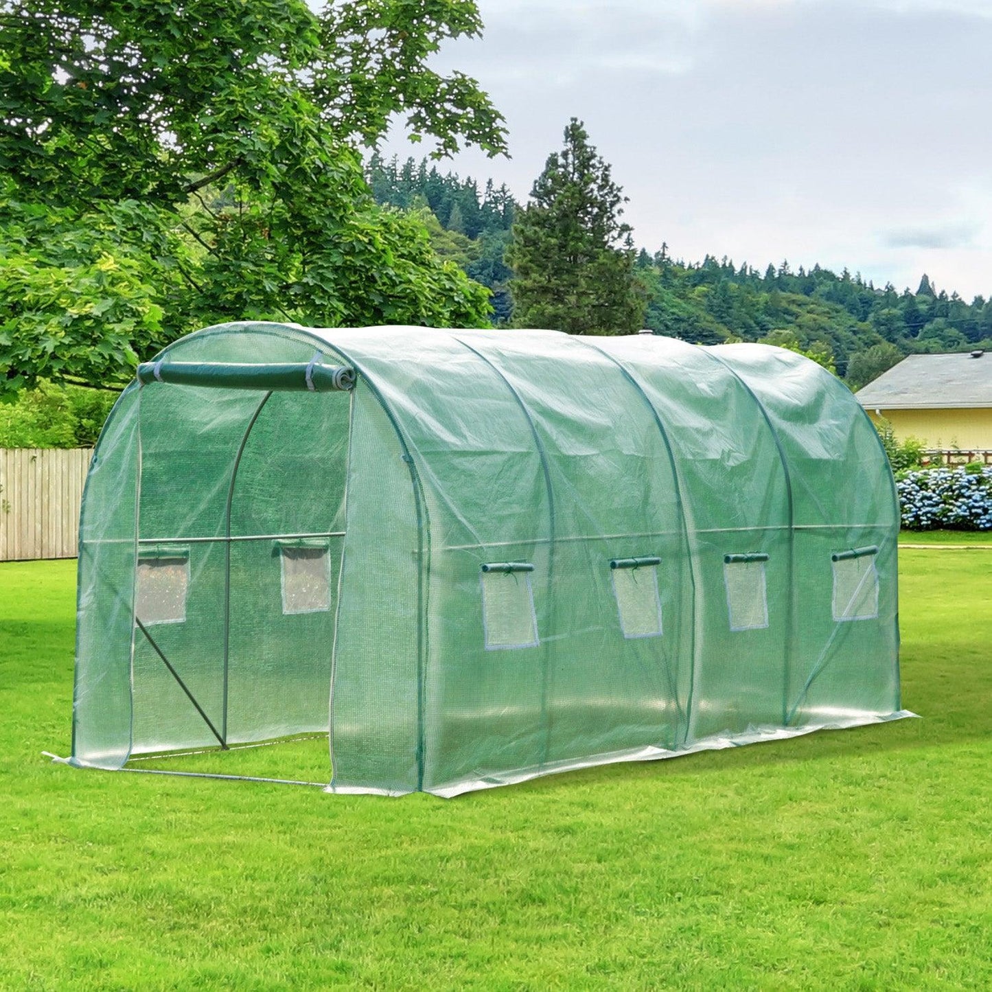 Outsunny Greenhouse with Zip Door & Windows - 4x2m - ALL4U RETAILER LTD