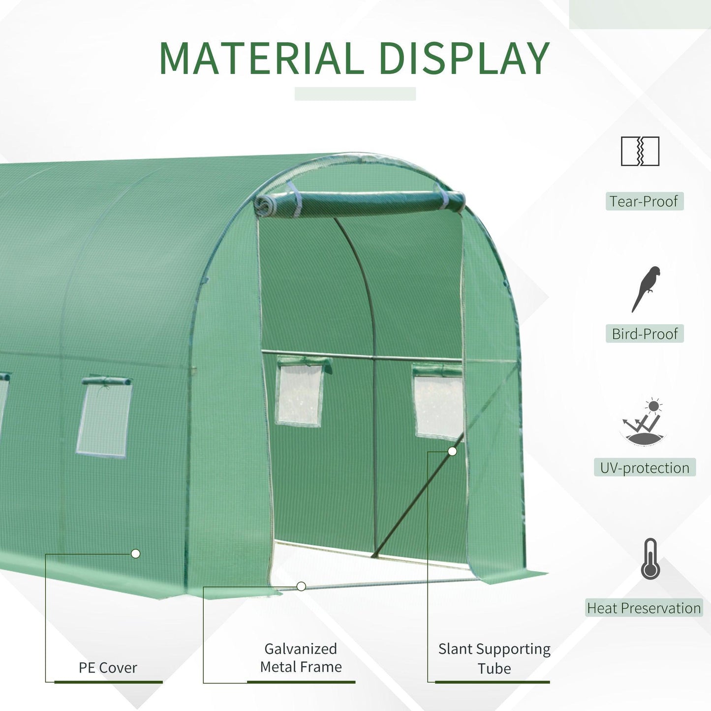 Outsunny Greenhouse with Zip Door & Windows - 4x2m - ALL4U RETAILER LTD