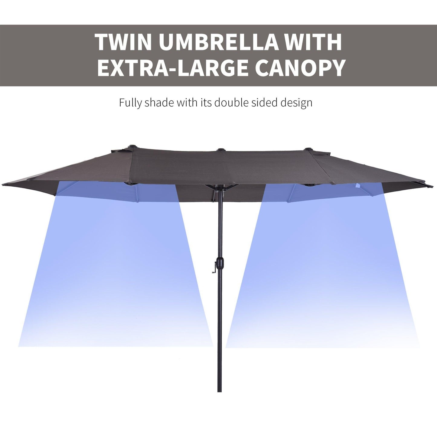 Outsunny Grey Double-Sided Outdoor Parasol - 4.6m Patio Shade - ALL4U RETAILER LTD