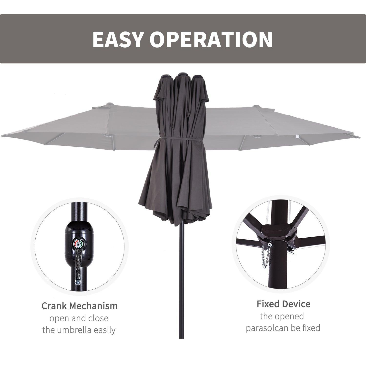 Outsunny Grey Double-Sided Outdoor Parasol - 4.6m Patio Shade - ALL4U RETAILER LTD