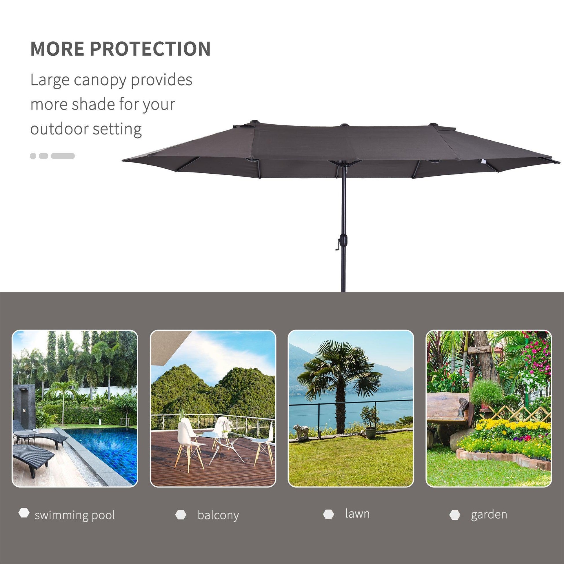 Outsunny Grey Double-Sided Outdoor Parasol - 4.6m Patio Shade - ALL4U RETAILER LTD