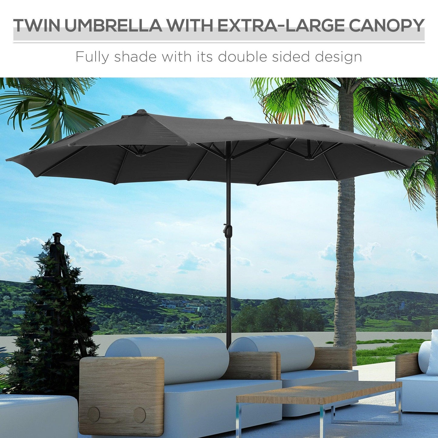 Outsunny Grey Double-Sided Sun Umbrella – 4.6m - ALL4U RETAILER LTD