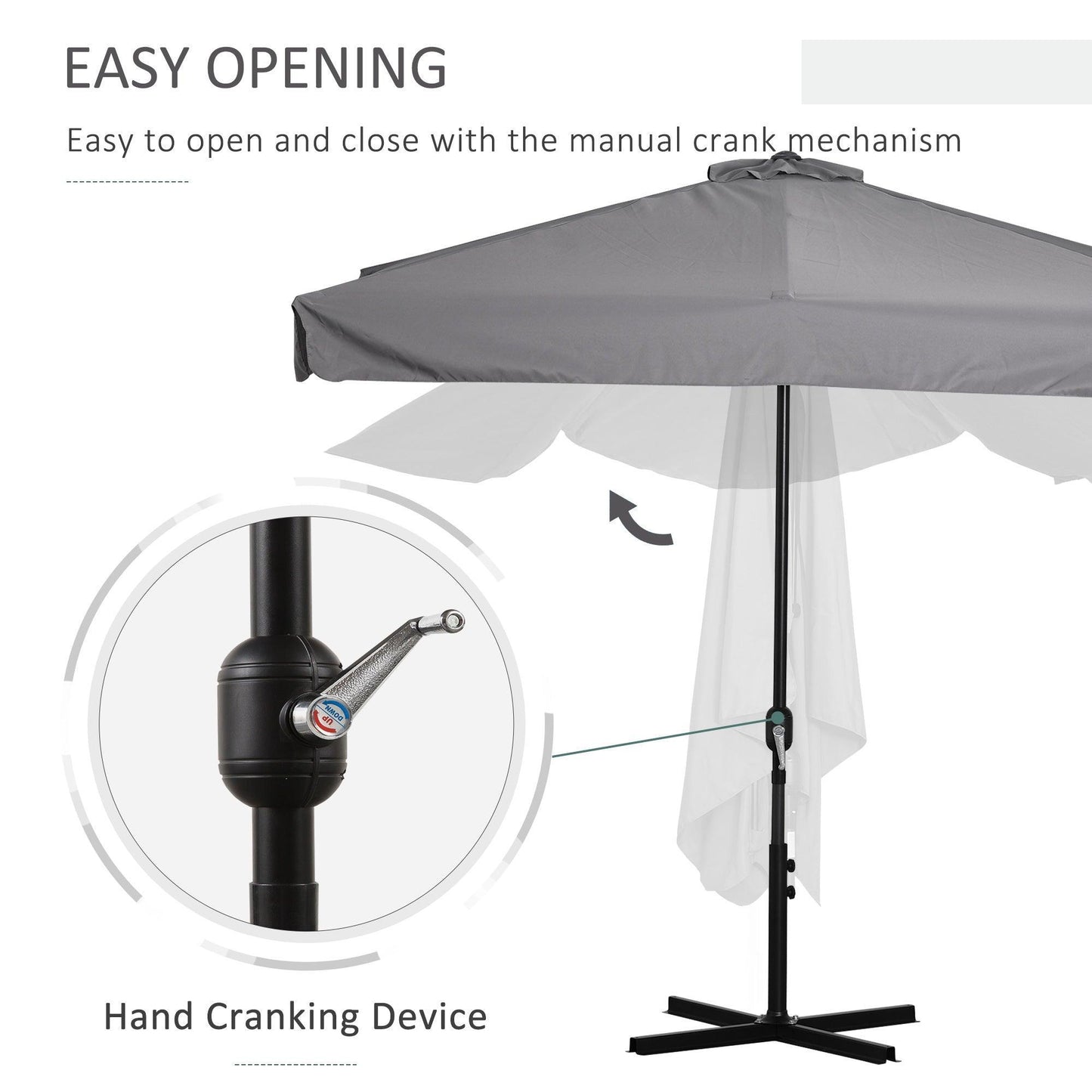 Outsunny Grey Half Umbrella for Balcony - ALL4U RETAILER LTD