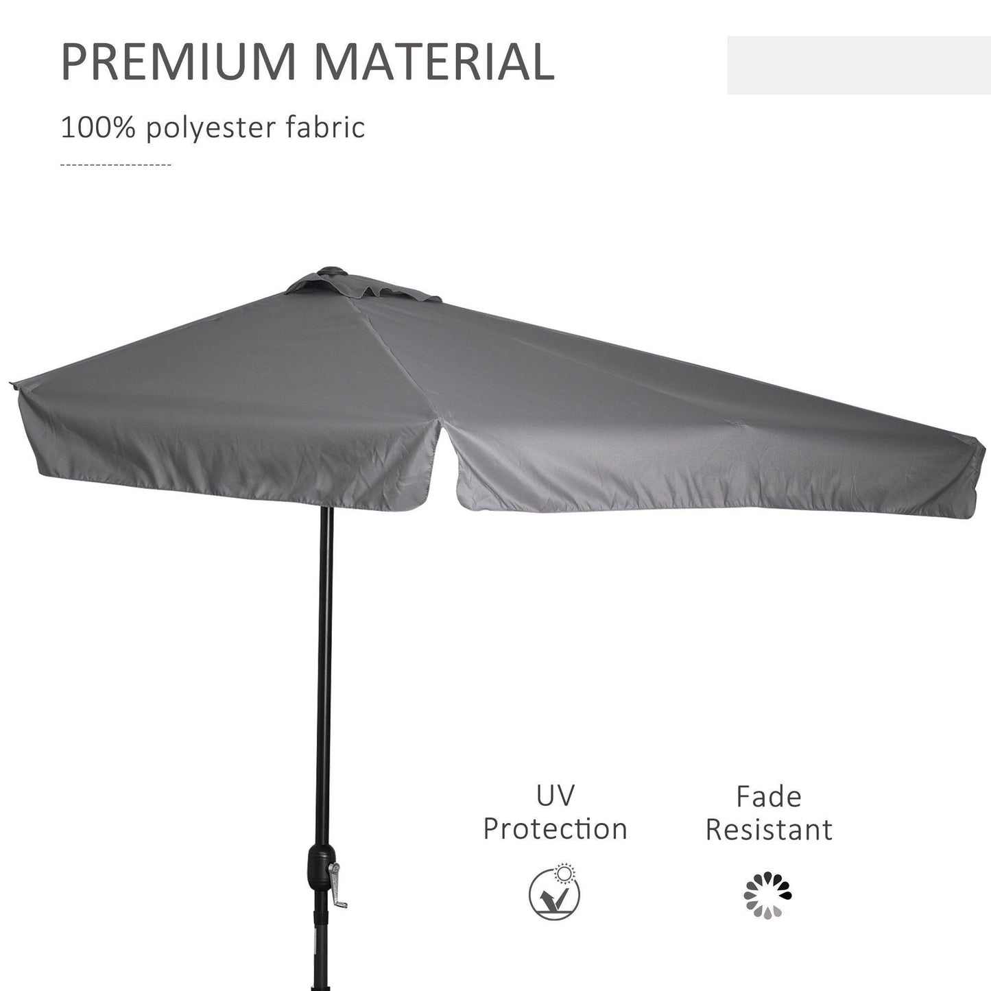 Outsunny Grey Half Umbrella for Balcony - ALL4U RETAILER LTD