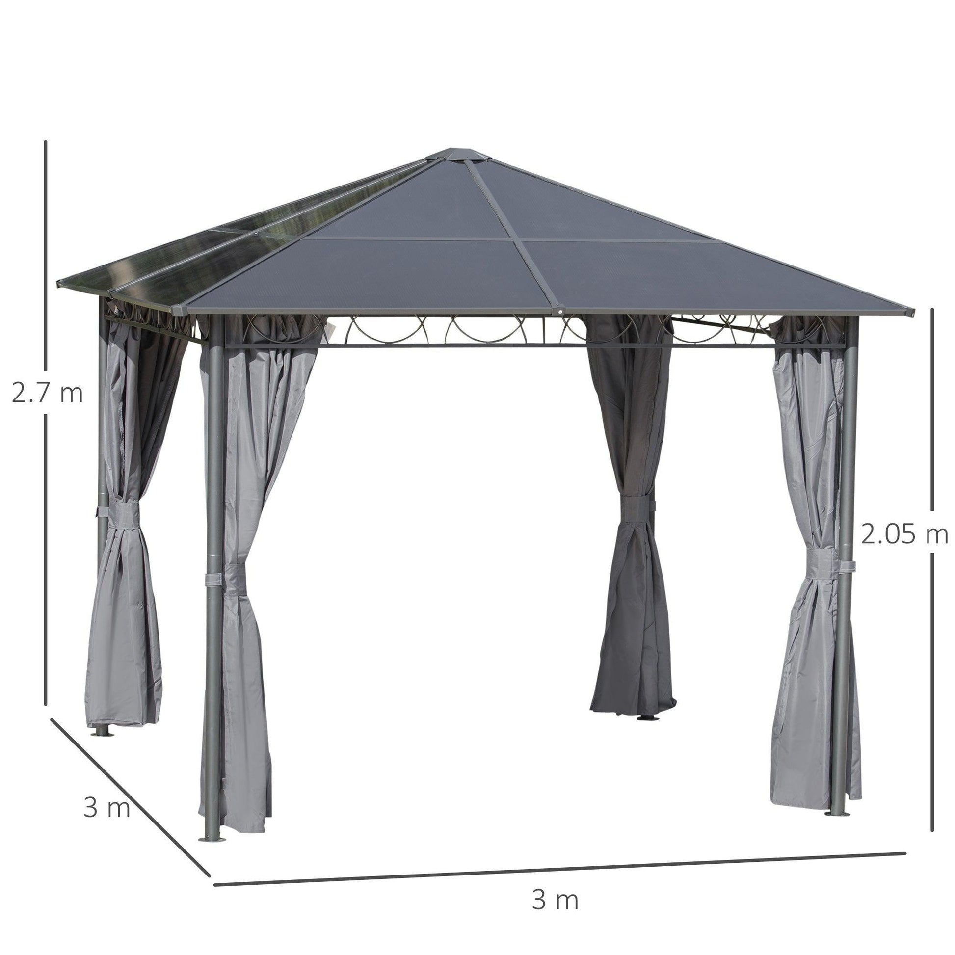 Outsunny Grey Hardtop Gazebo: Stylish & Durable - ALL4U RETAILER LTD