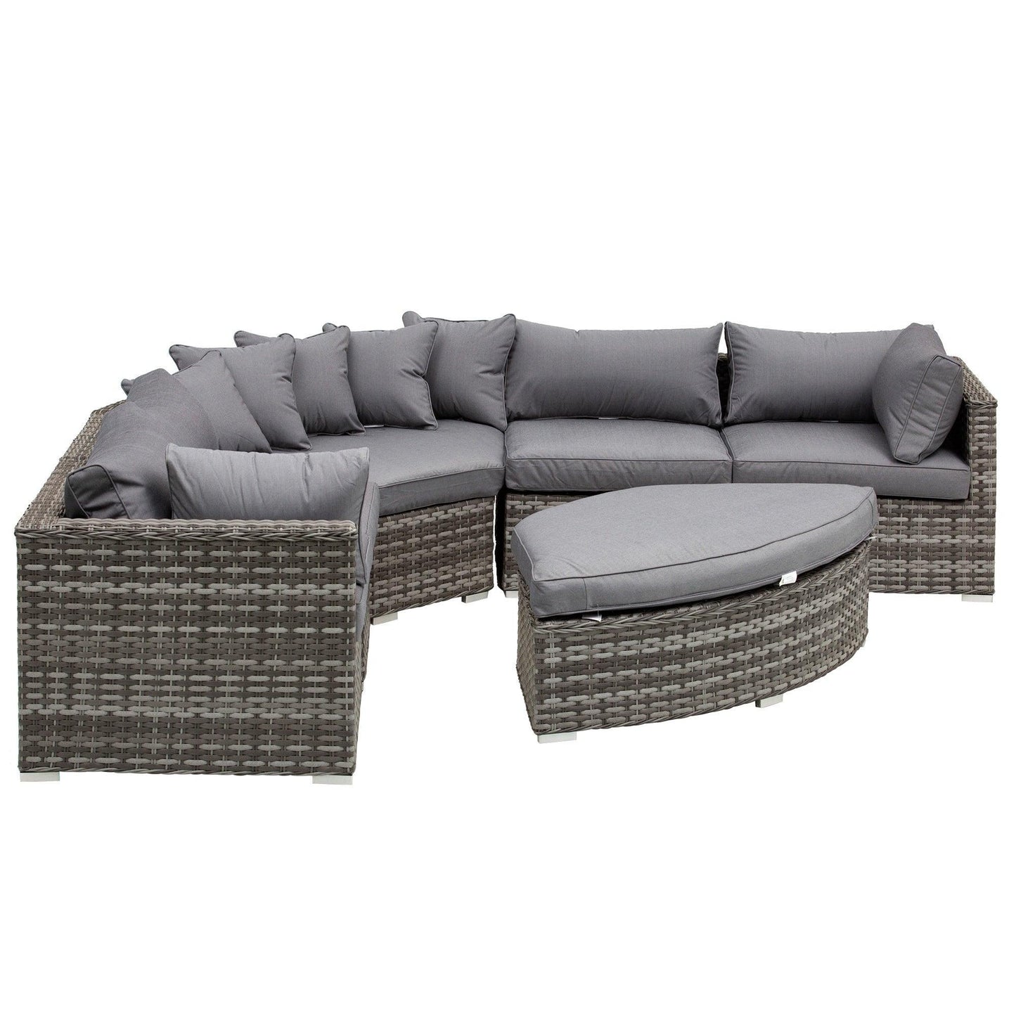 Outsunny Grey Patio Sofa Set with Cushions - 6 Seater - ALL4U RETAILER LTD