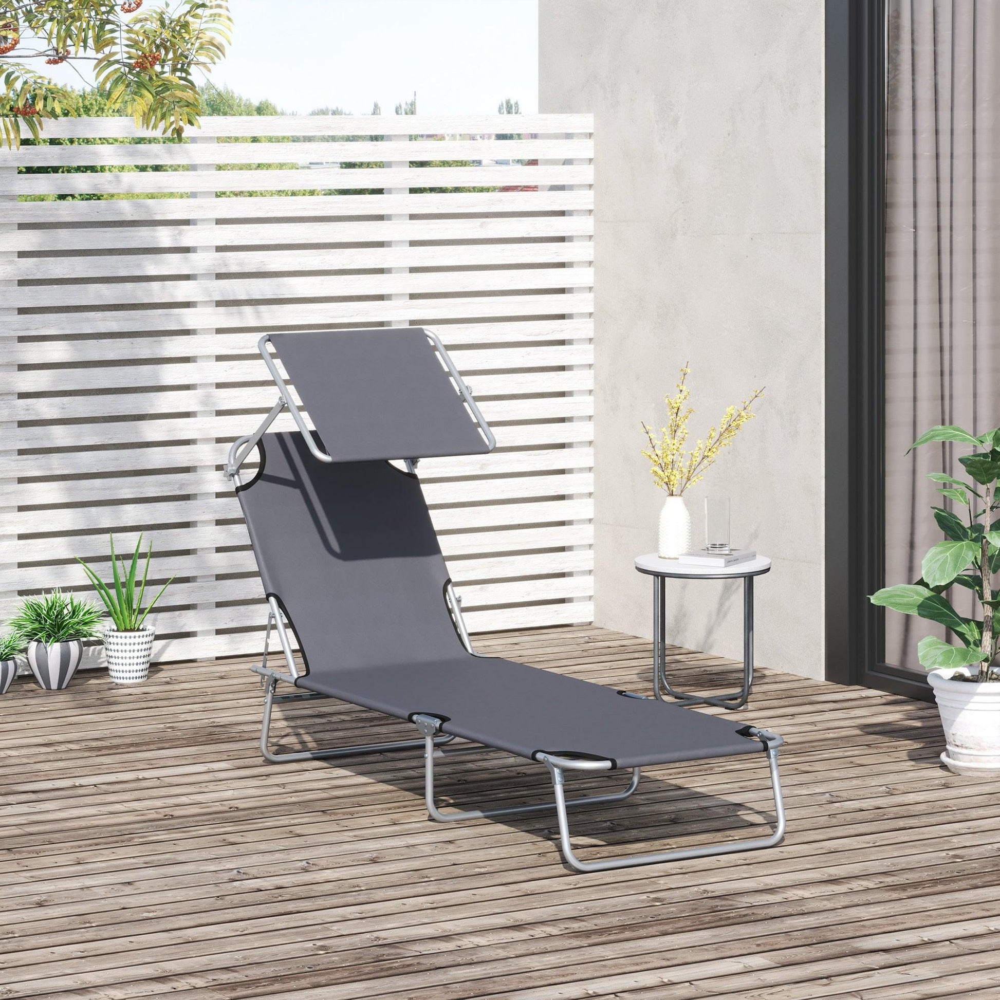 Outsunny Grey Reclining Sun Lounger - ALL4U RETAILER LTD