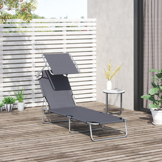 Outsunny Grey Reclining Sun Lounger - ALL4U RETAILER LTD