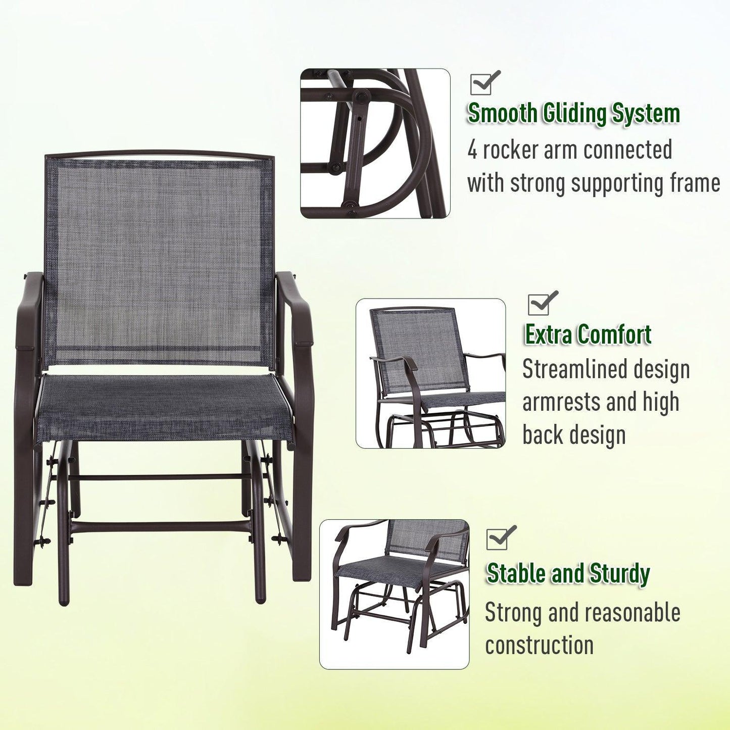 Outsunny Grey Rocking Chair & Table Set: Patio Furniture - ALL4U RETAILER LTD