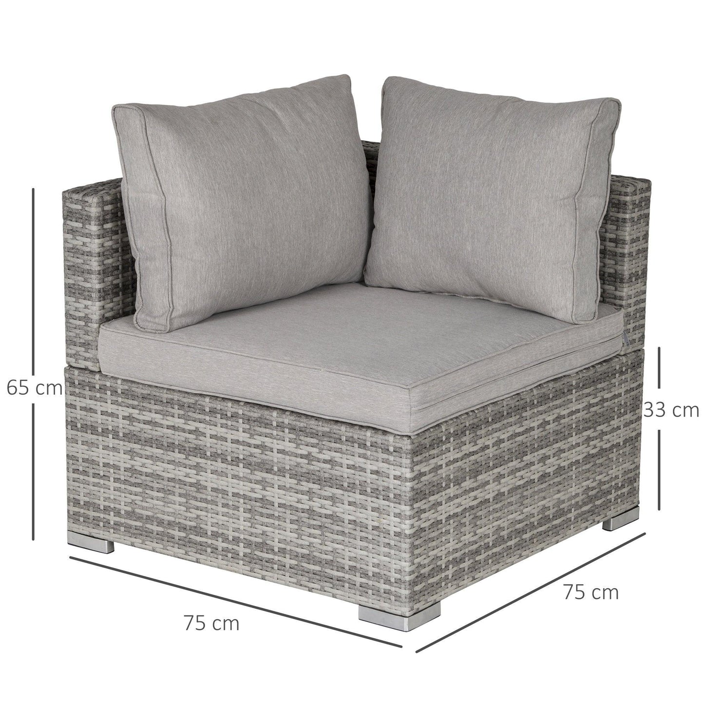 Outsunny Grey Single Sofa Chair: PE Rattan Wicker - ALL4U RETAILER LTD