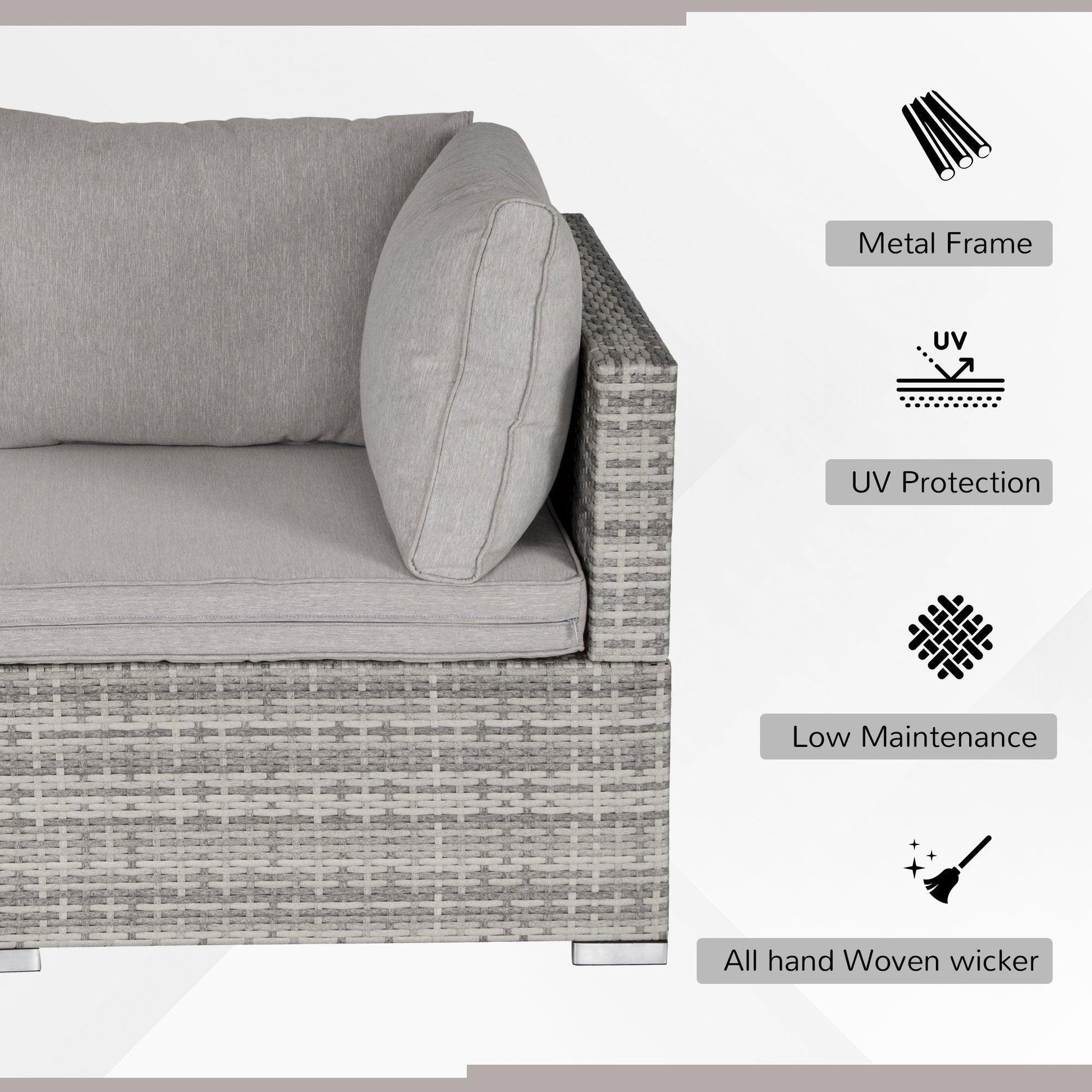 Outsunny Grey Single Sofa Chair: PE Rattan Wicker - ALL4U RETAILER LTD