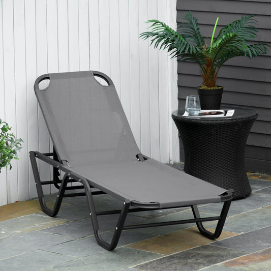 Outsunny Grey Sun Lounger: Lightweight & Adjustable - ALL4U RETAILER LTD