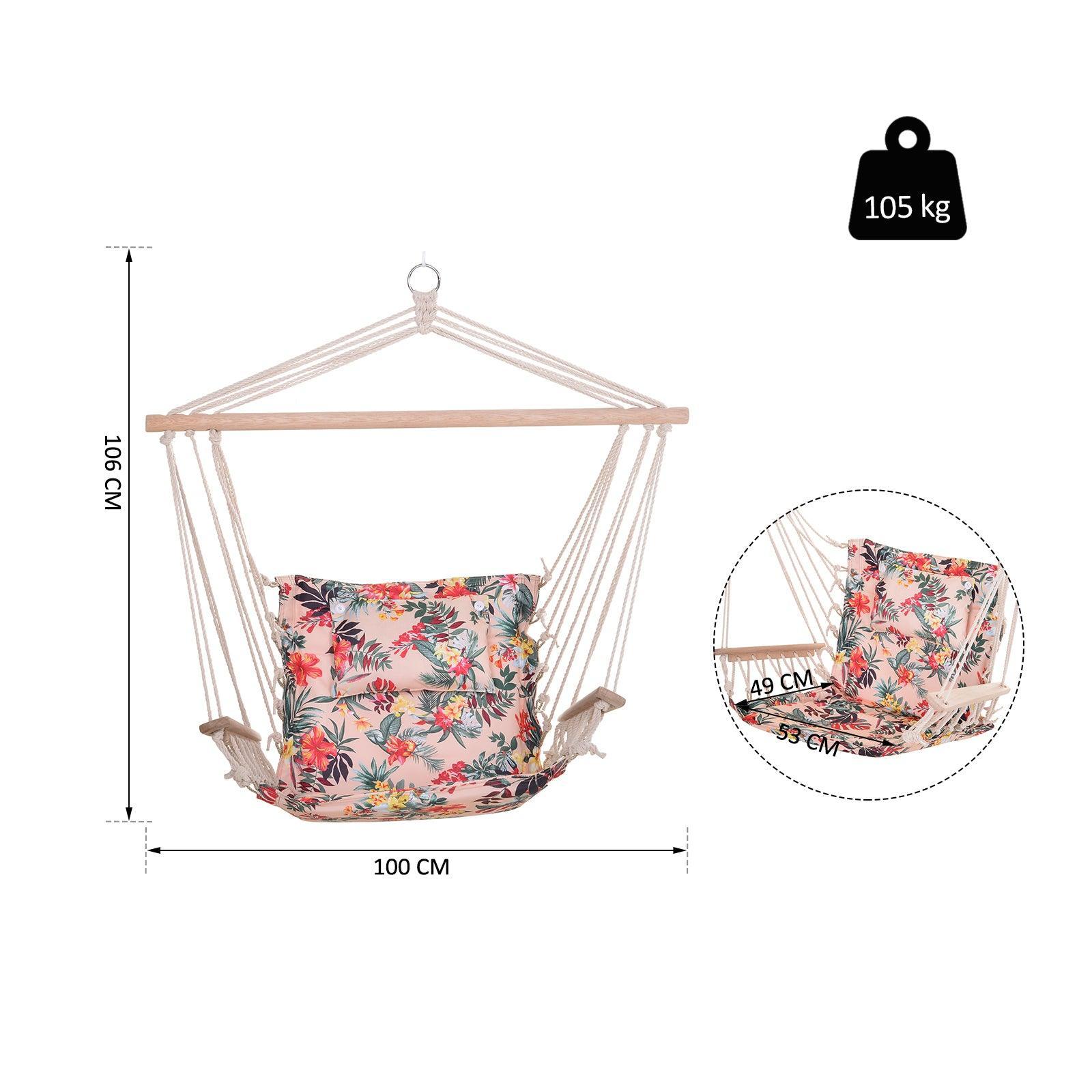 Outsunny Hammock Chair - Stylish Floral Print - ALL4U RETAILER LTD