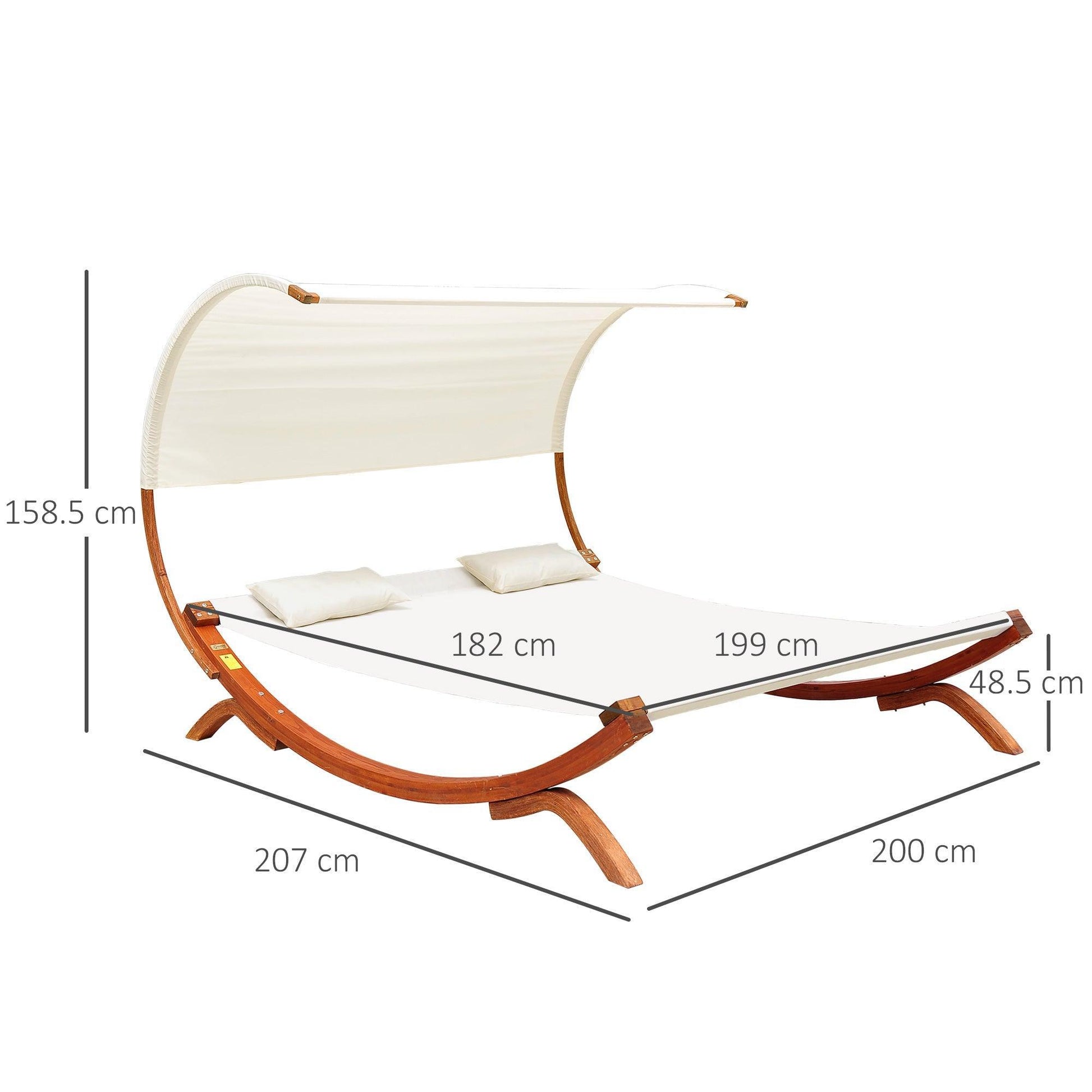 Outsunny Hammock Chaise Day Bed with Canopy in Cream - ALL4U RETAILER LTD