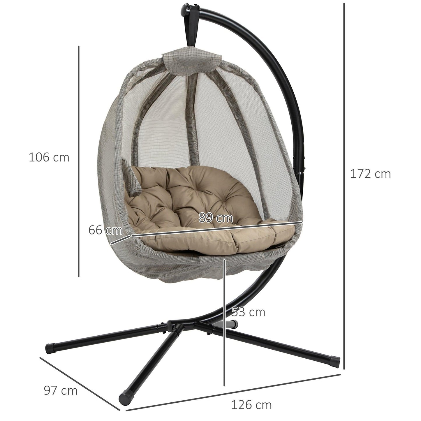 Outsunny Hanging Egg Chair: Cozy Outdoor Swing - ALL4U RETAILER LTD