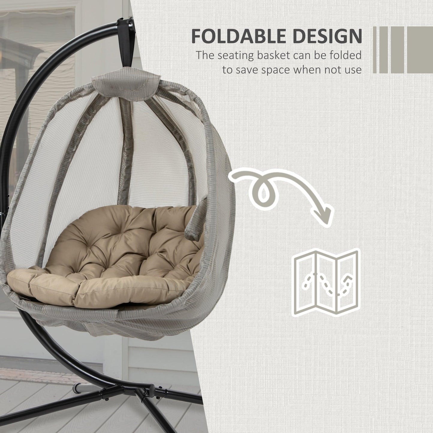 Outsunny Hanging Egg Chair: Cozy Outdoor Swing - ALL4U RETAILER LTD