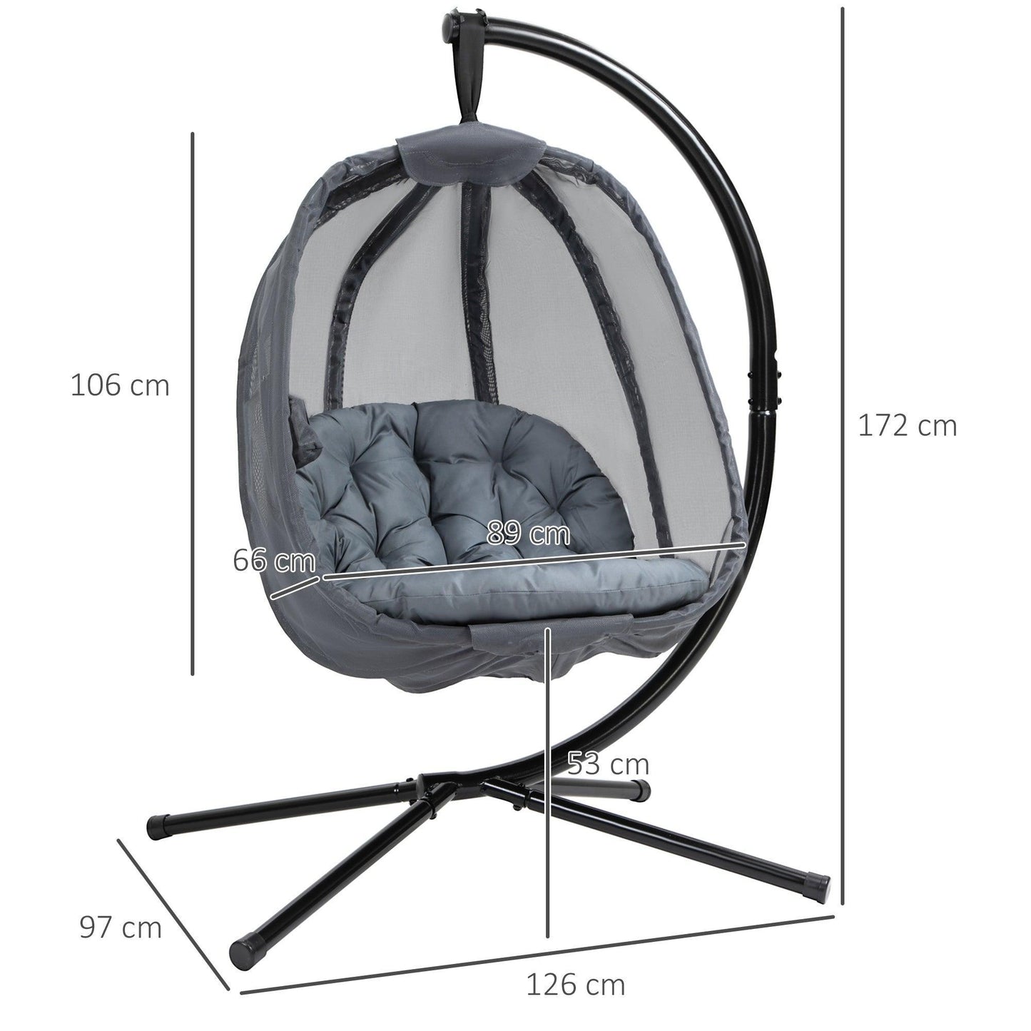 Outsunny Hanging Egg Chair for Cosy Outdoor Swinging - ALL4U RETAILER LTD