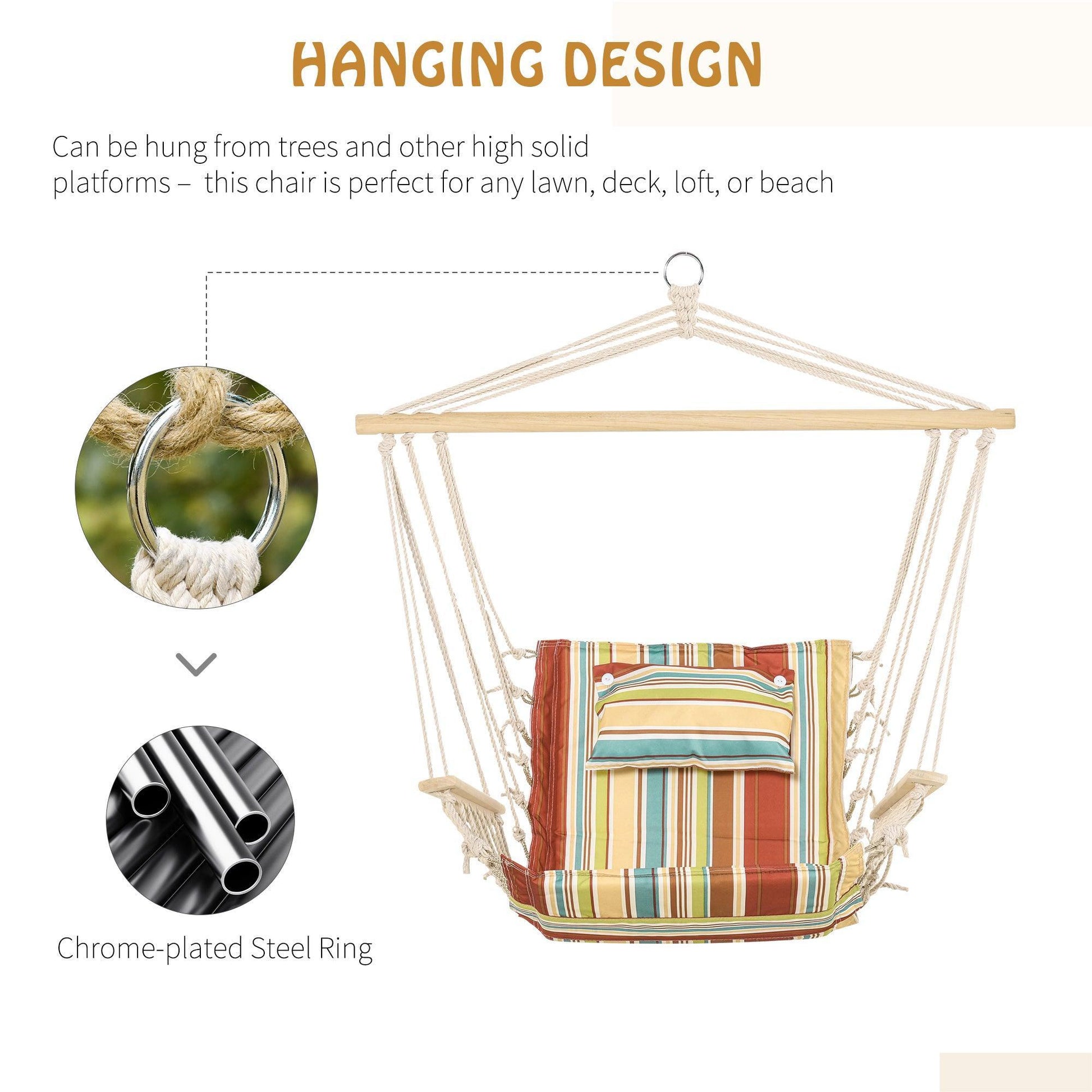 Outsunny Hanging Hammock Chair Swing - Stylish & Comfortable - ALL4U RETAILER LTD