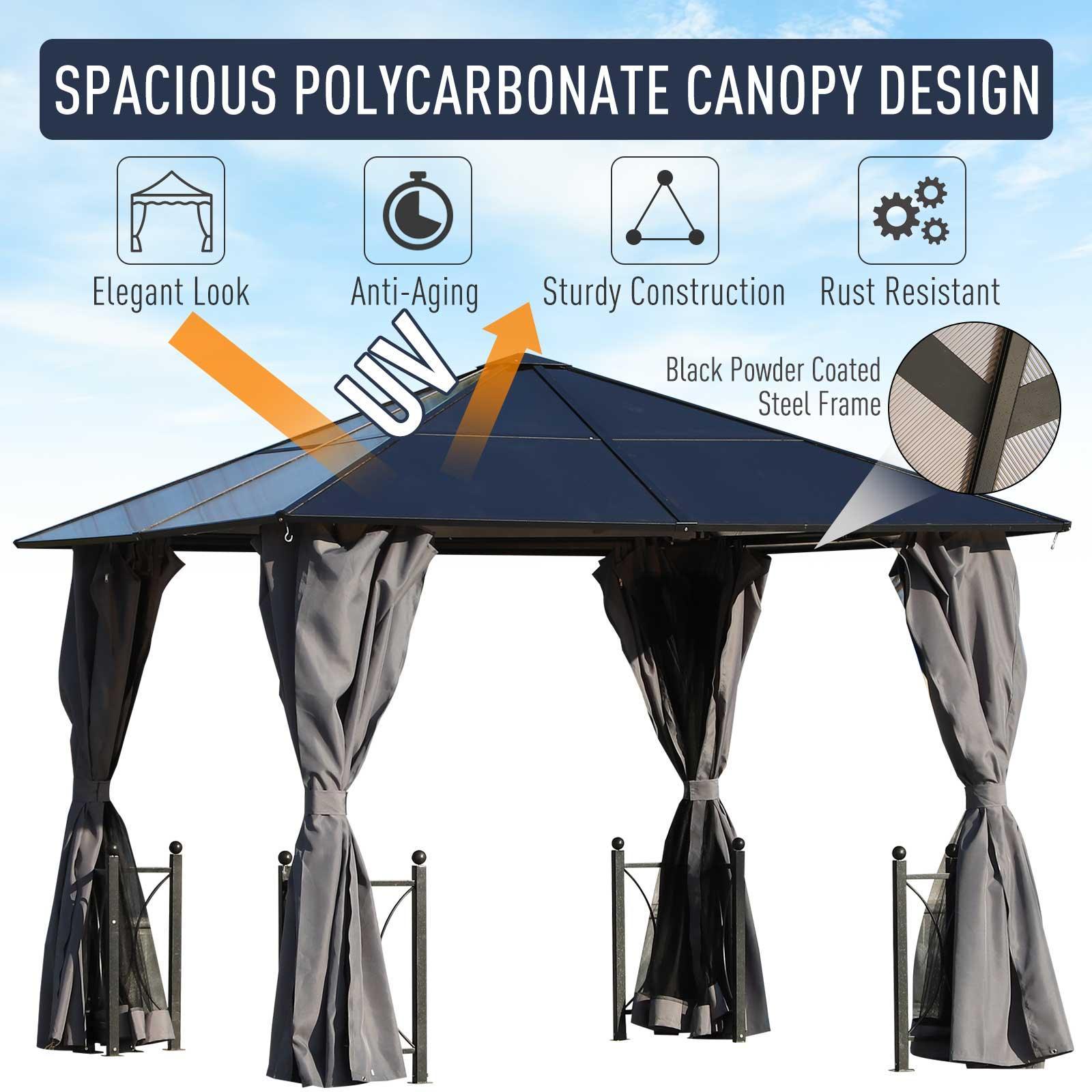 Outsunny Hardtop Gazebo Canopy - 3x3m, Black - ALL4U RETAILER LTD