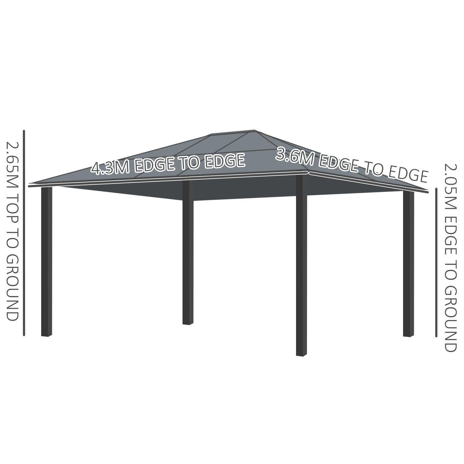 Outsunny Hardtop Gazebo Canopy - Polycarbonate Roof, Mosquito Netting - ALL4U RETAILER LTD