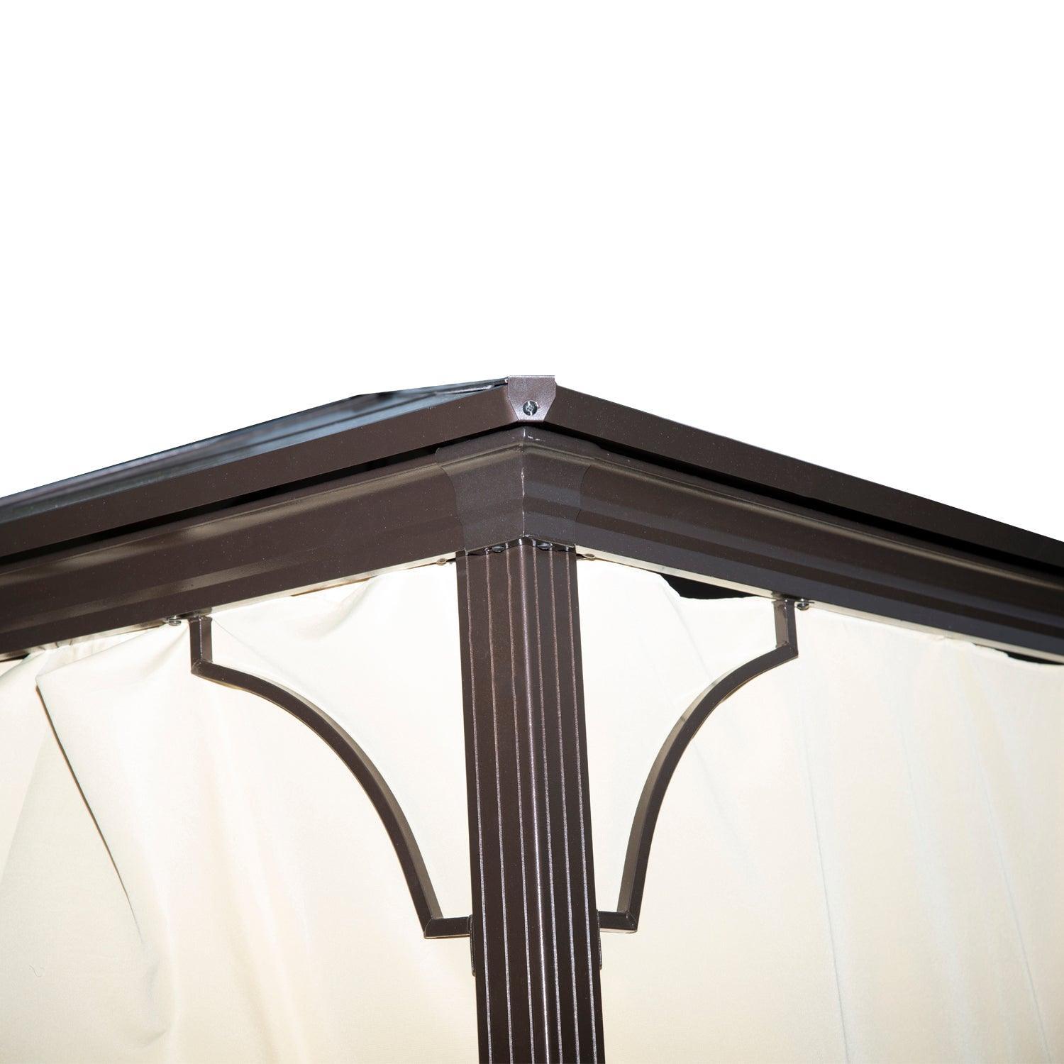 Outsunny Hardtop Gazebo Canopy with Mosquito Netting - Brown - ALL4U RETAILER LTD