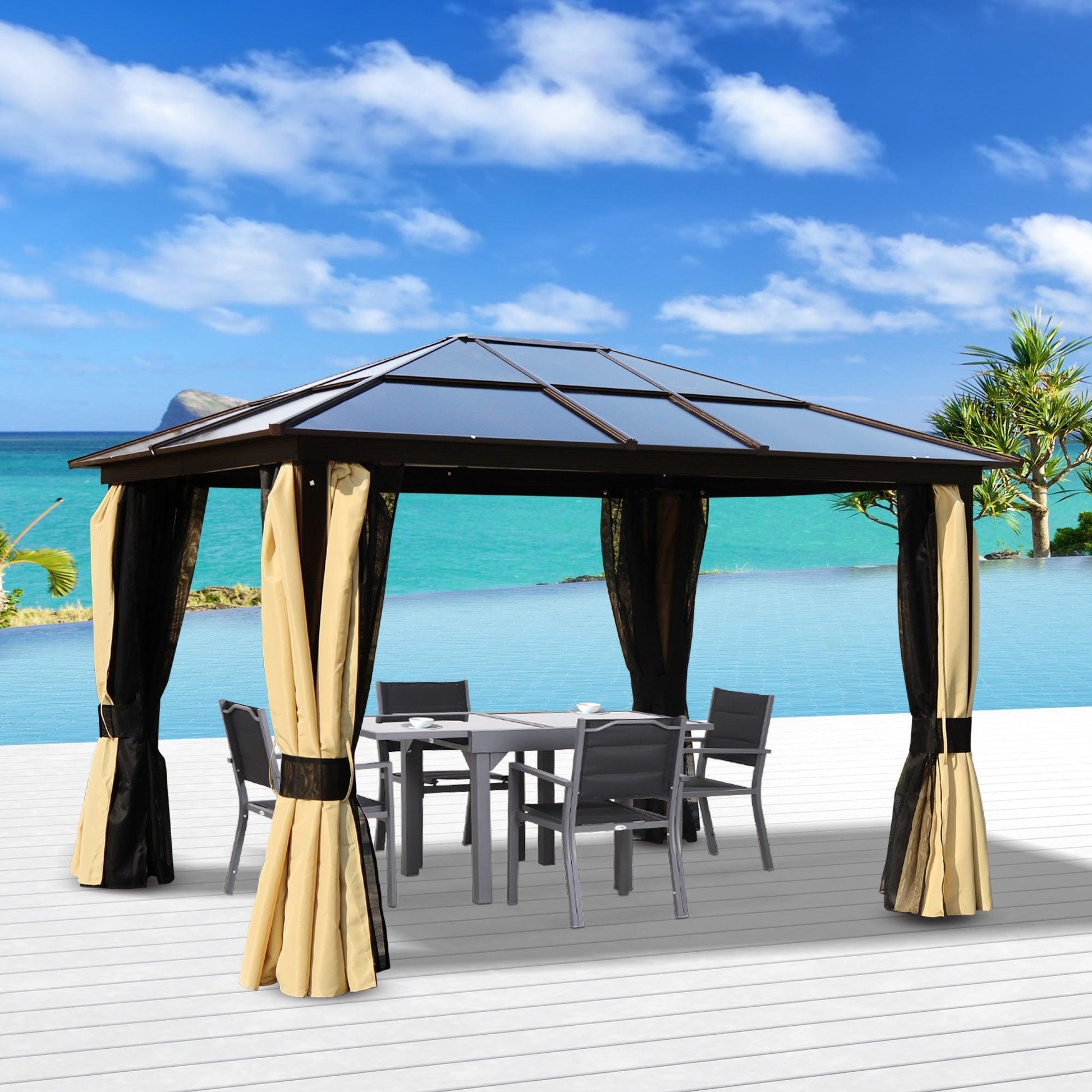 Outsunny Hardtop Gazebo: Polycarbonate with LED Lights - ALL4U RETAILER LTD