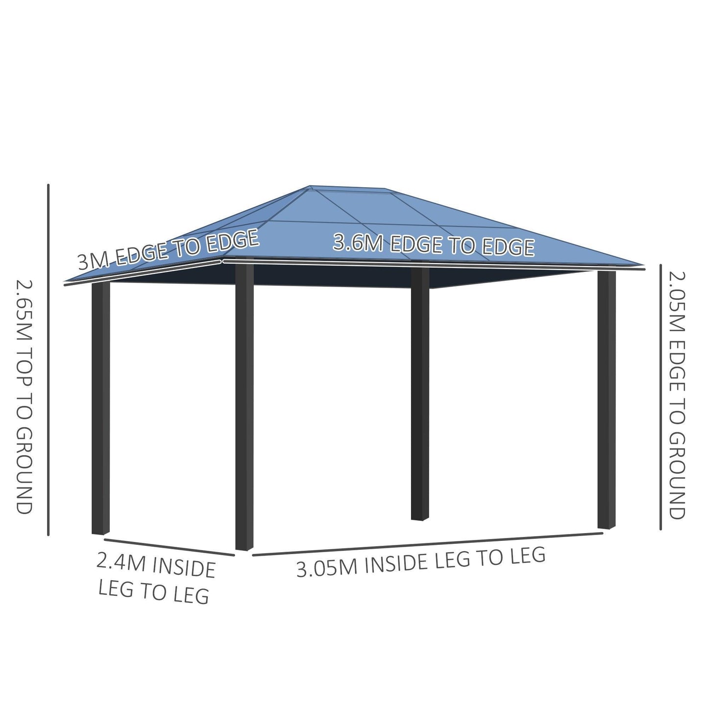 Outsunny Hardtop Gazebo: Polycarbonate with LED Lights - ALL4U RETAILER LTD