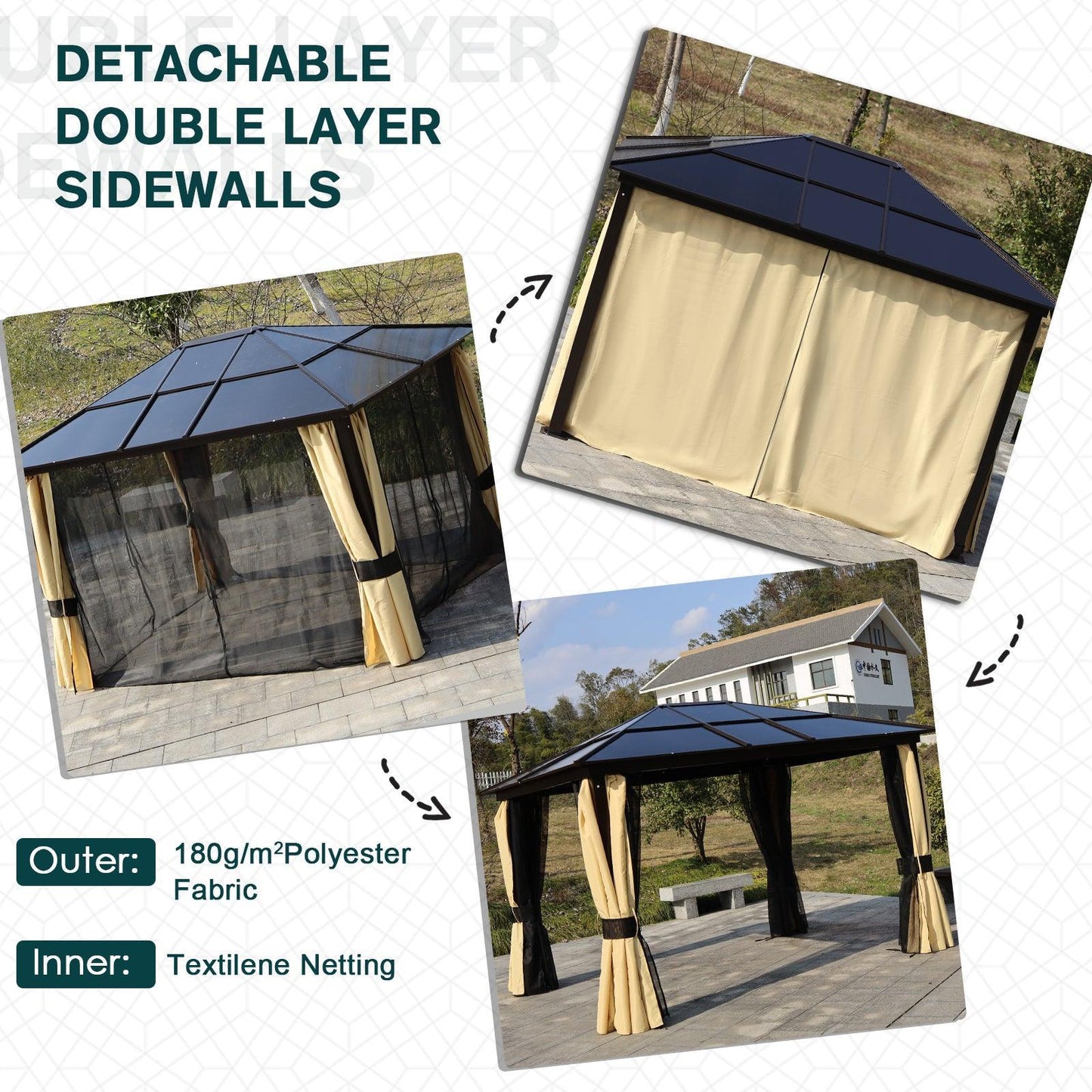 Outsunny Hardtop Gazebo: Polycarbonate with LED Lights - ALL4U RETAILER LTD