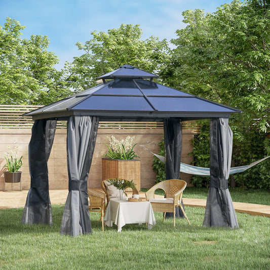 Outsunny Hardtop Gazebo with Mosquito Netting - 3x3m - ALL4U RETAILER LTD