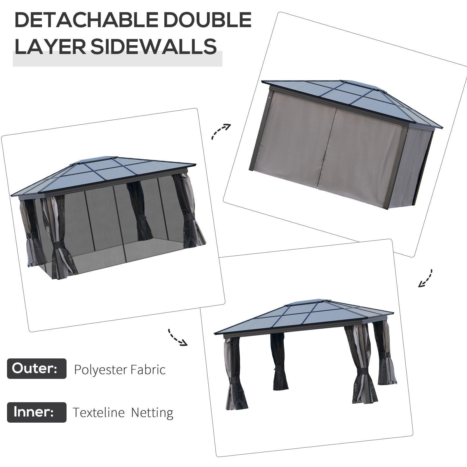 Outsunny Hardtop Gazebo with Polycarbonate Roof - 4 x 3.6m - ALL4U RETAILER LTD