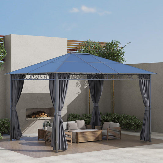 Outsunny Hardtop Gazebo with UV Resistant Roof, Elegant Pavilion - ALL4U RETAILER LTD