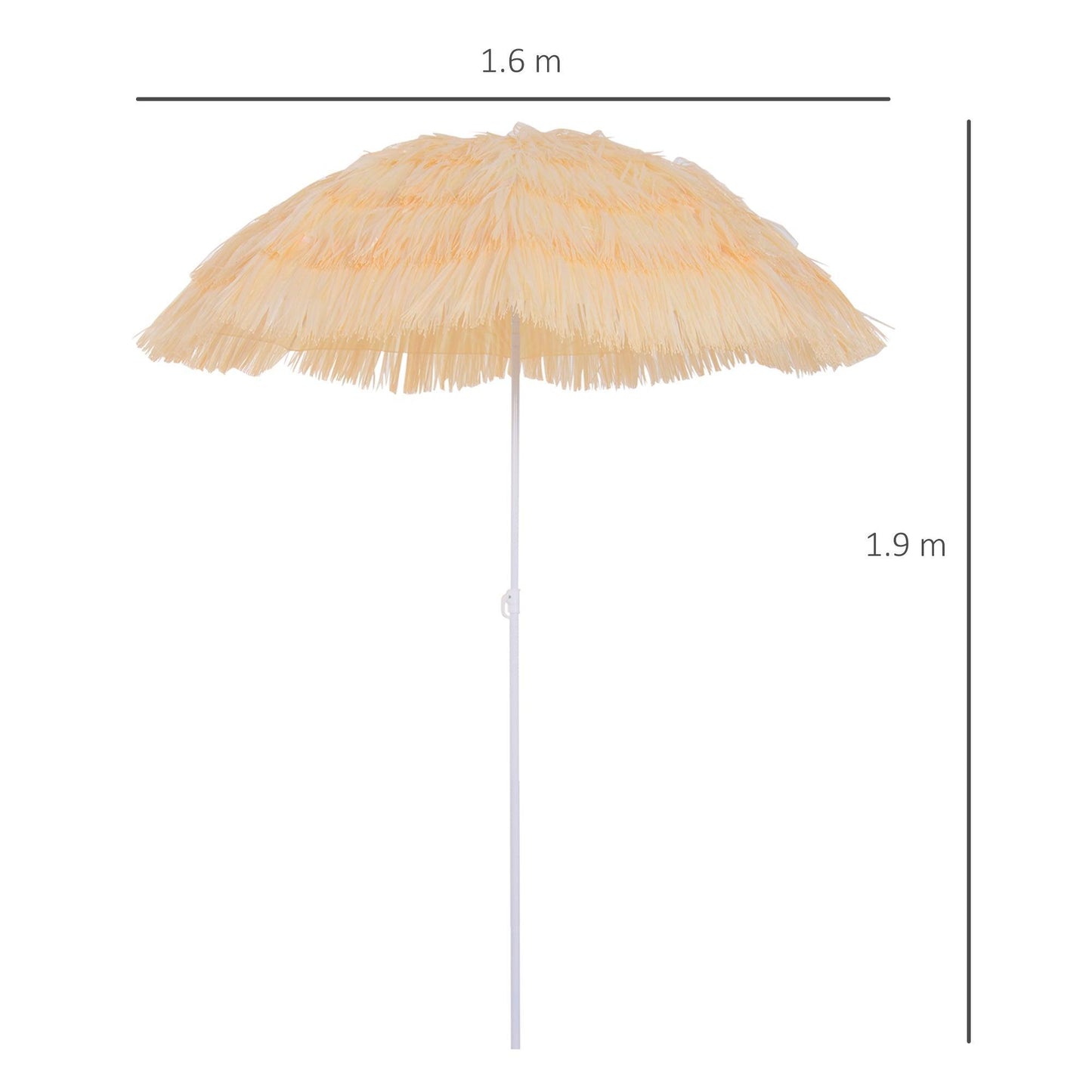 Outsunny Hawaii Beach Sun Umbrella - Wheat - ALL4U RETAILER LTD