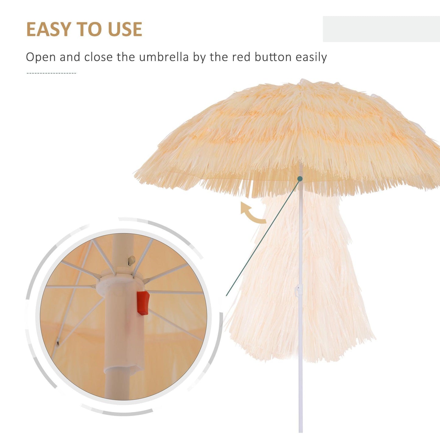 Outsunny Hawaii Beach Sun Umbrella - Wheat - ALL4U RETAILER LTD