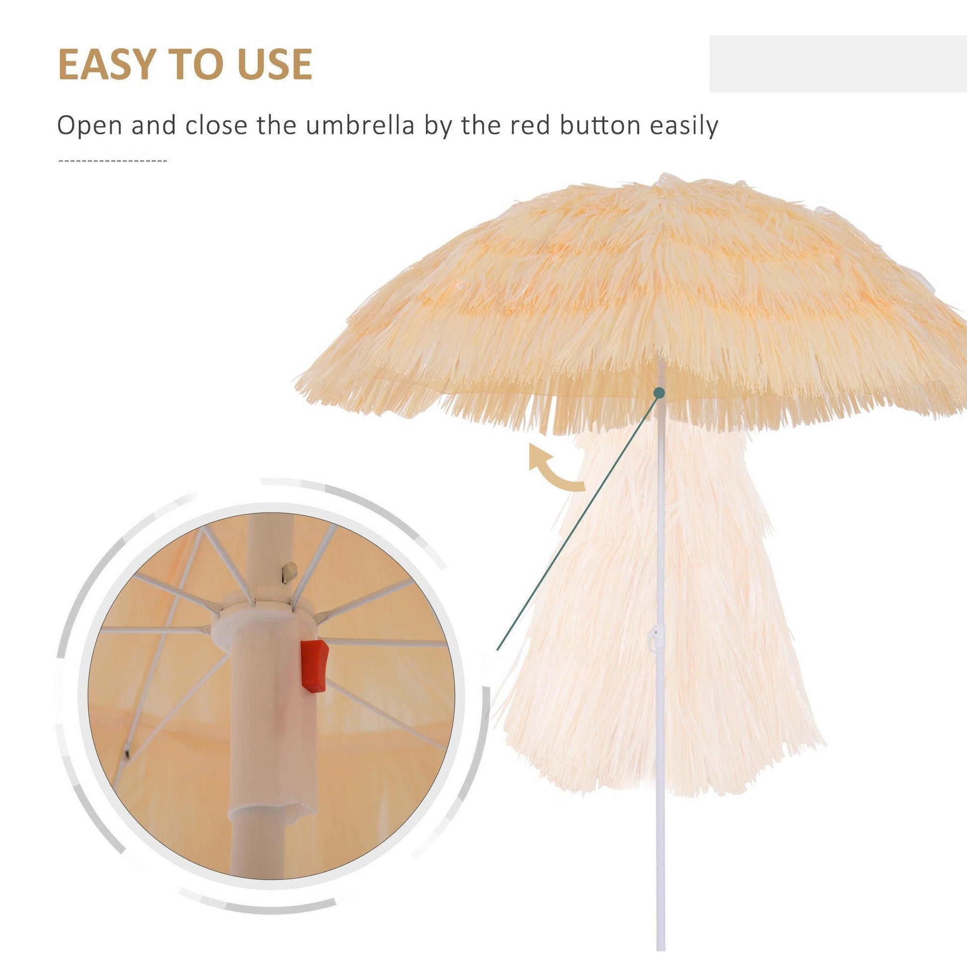 Outsunny Hawaii Beach Sun Umbrella - Wheat - ALL4U RETAILER LTD