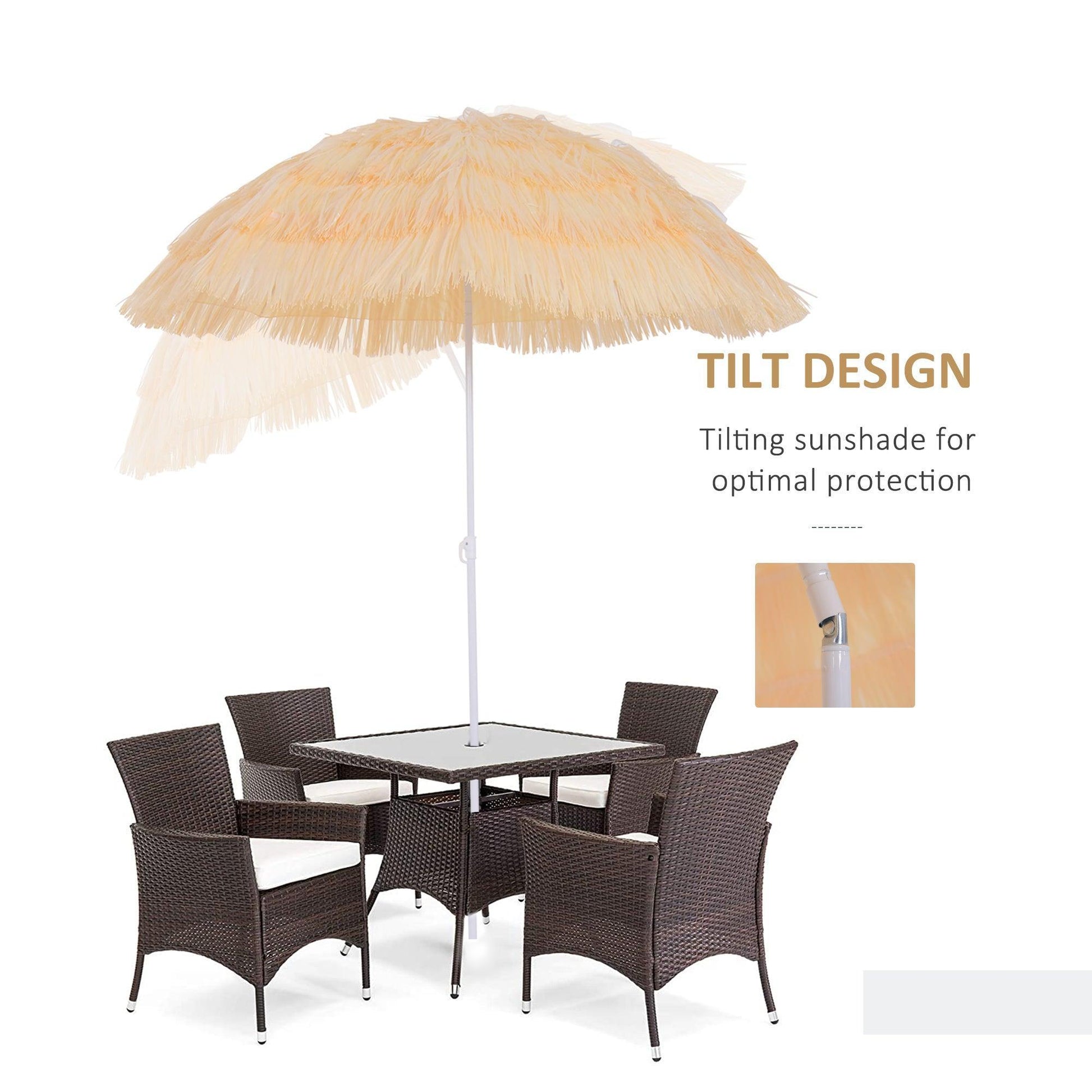 Outsunny Hawaii Beach Sun Umbrella - Wheat - ALL4U RETAILER LTD