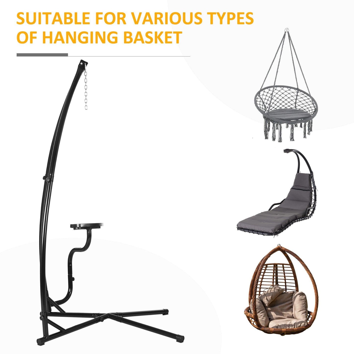 Outsunny Heavy Duty Metal C-Stand for Hammock Chair - ALL4U RETAILER LTD