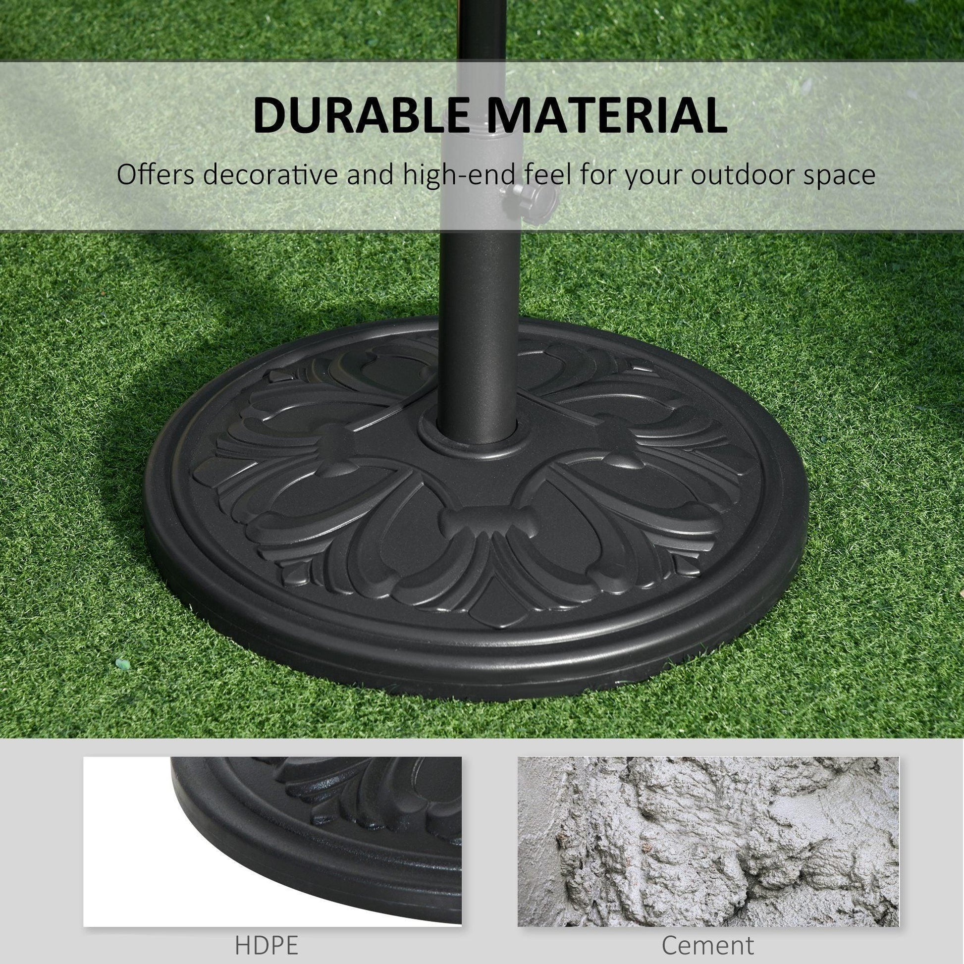 Outsunny Heavy Duty Umbrella Base: Classic Round Cement Stand - ALL4U RETAILER LTD