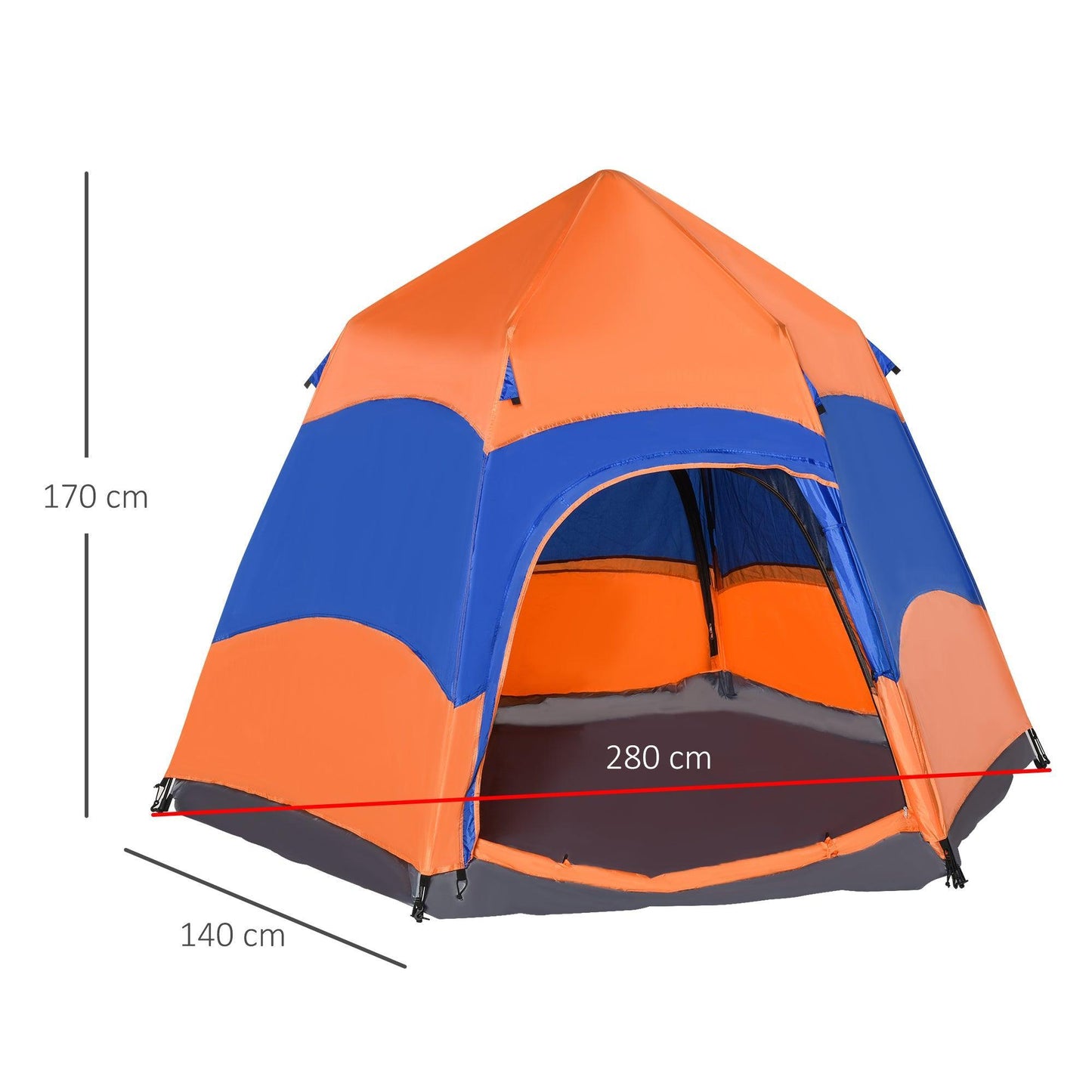 Outsunny Hexagon Camping Tent - 6 Person - ALL4U RETAILER LTD