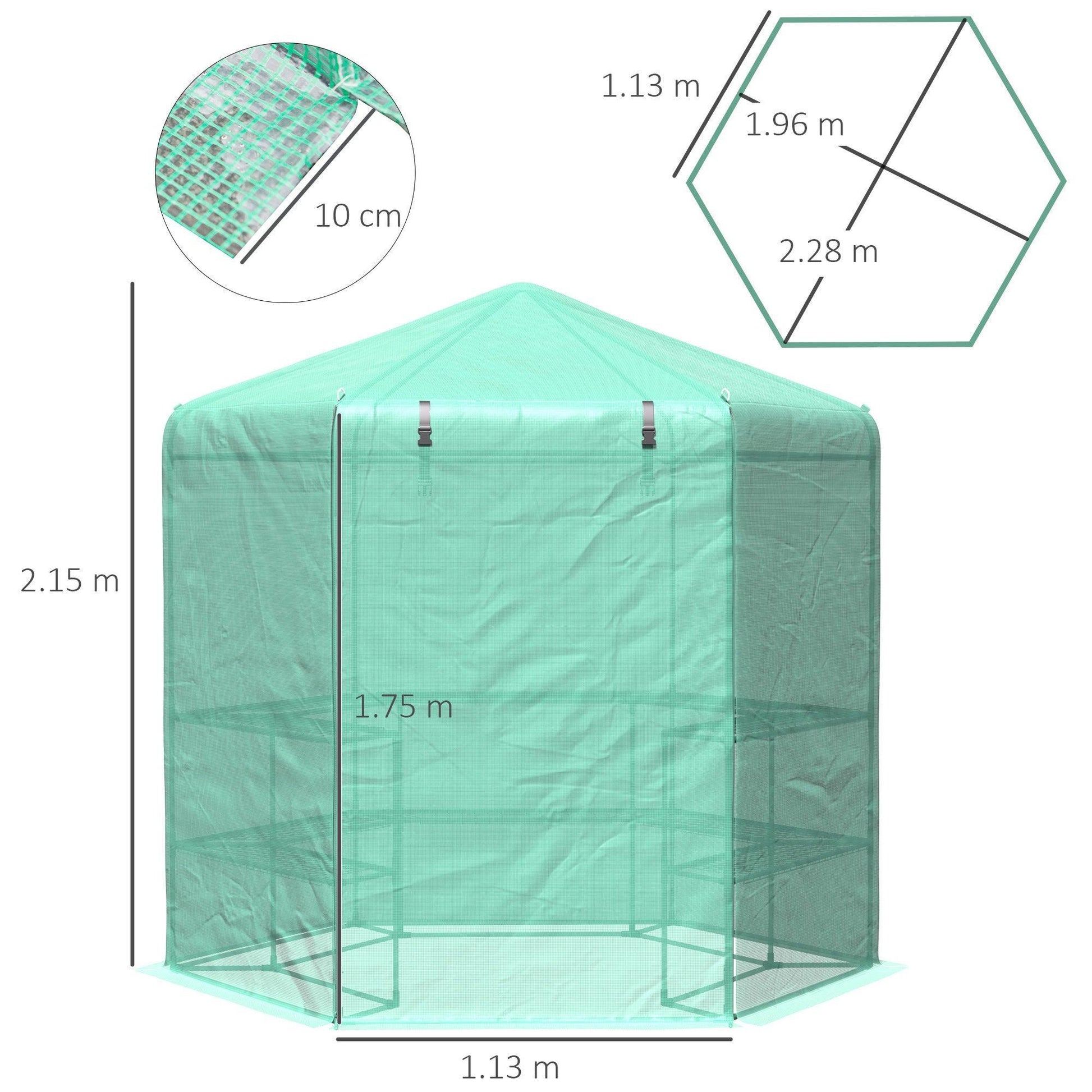 Outsunny Hexagon Garden Greenhouse - PE Planter - ALL4U RETAILER LTD