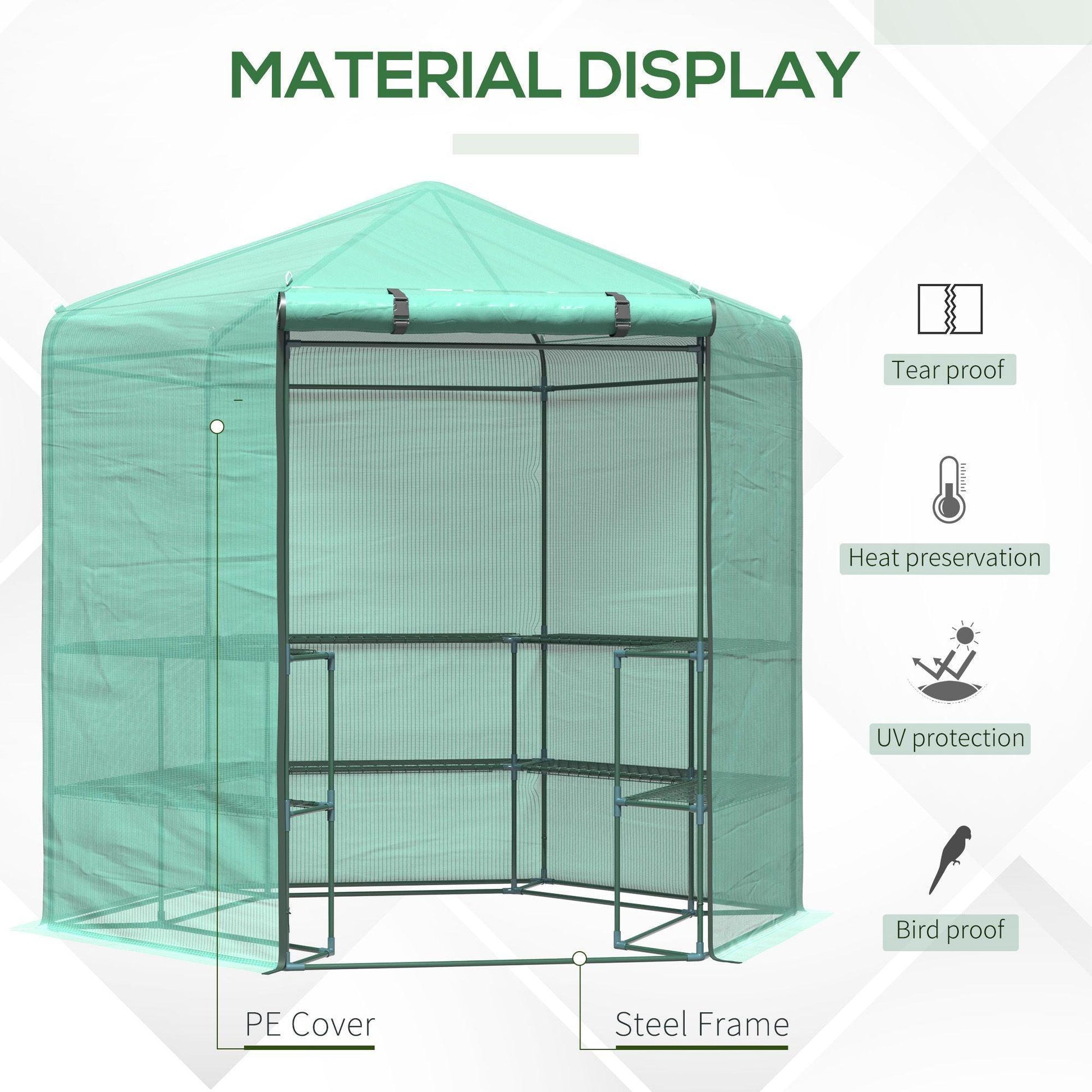 Outsunny Hexagon Garden Greenhouse - PE Planter - ALL4U RETAILER LTD