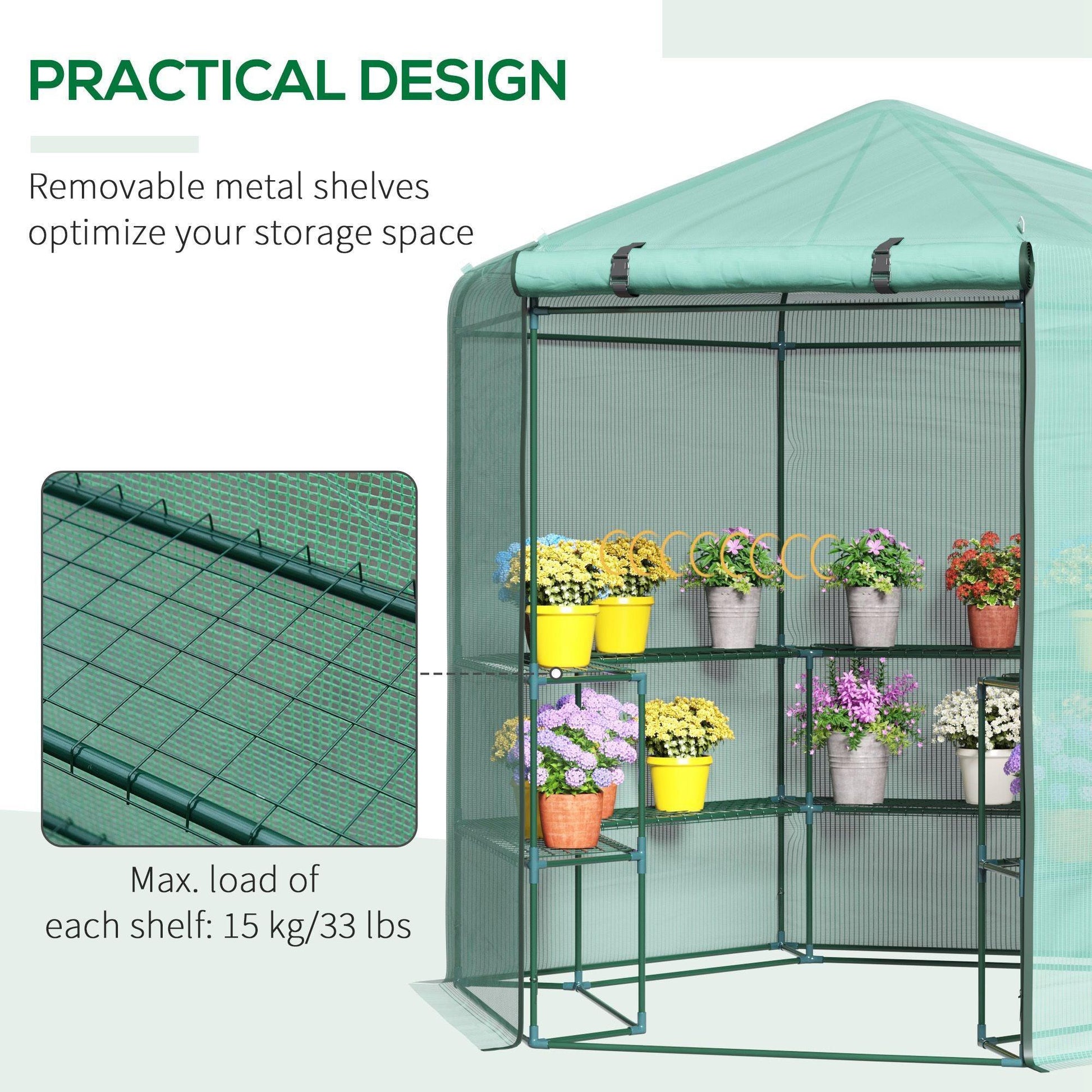 Outsunny Hexagon Garden Greenhouse - PE Planter - ALL4U RETAILER LTD