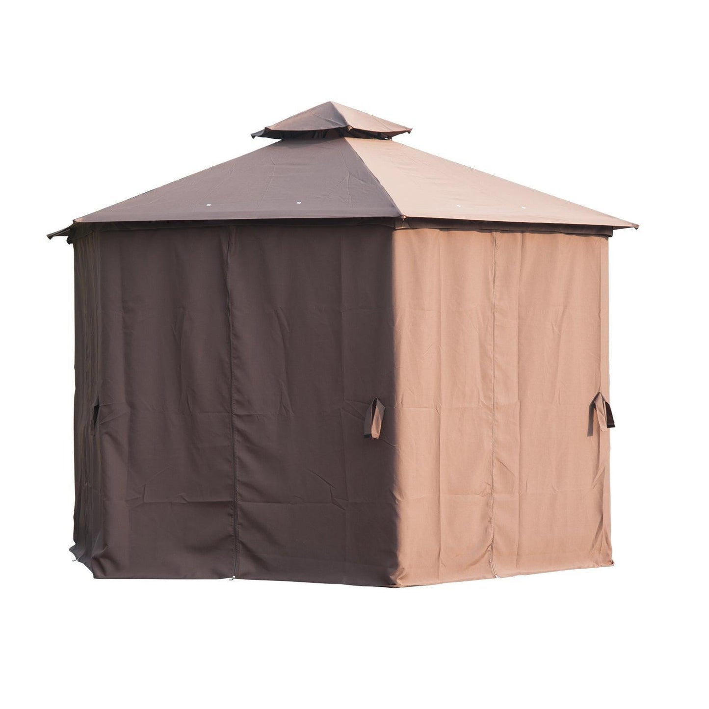 Outsunny Hexagon Gazebo Canopy - Brown - ALL4U RETAILER LTD