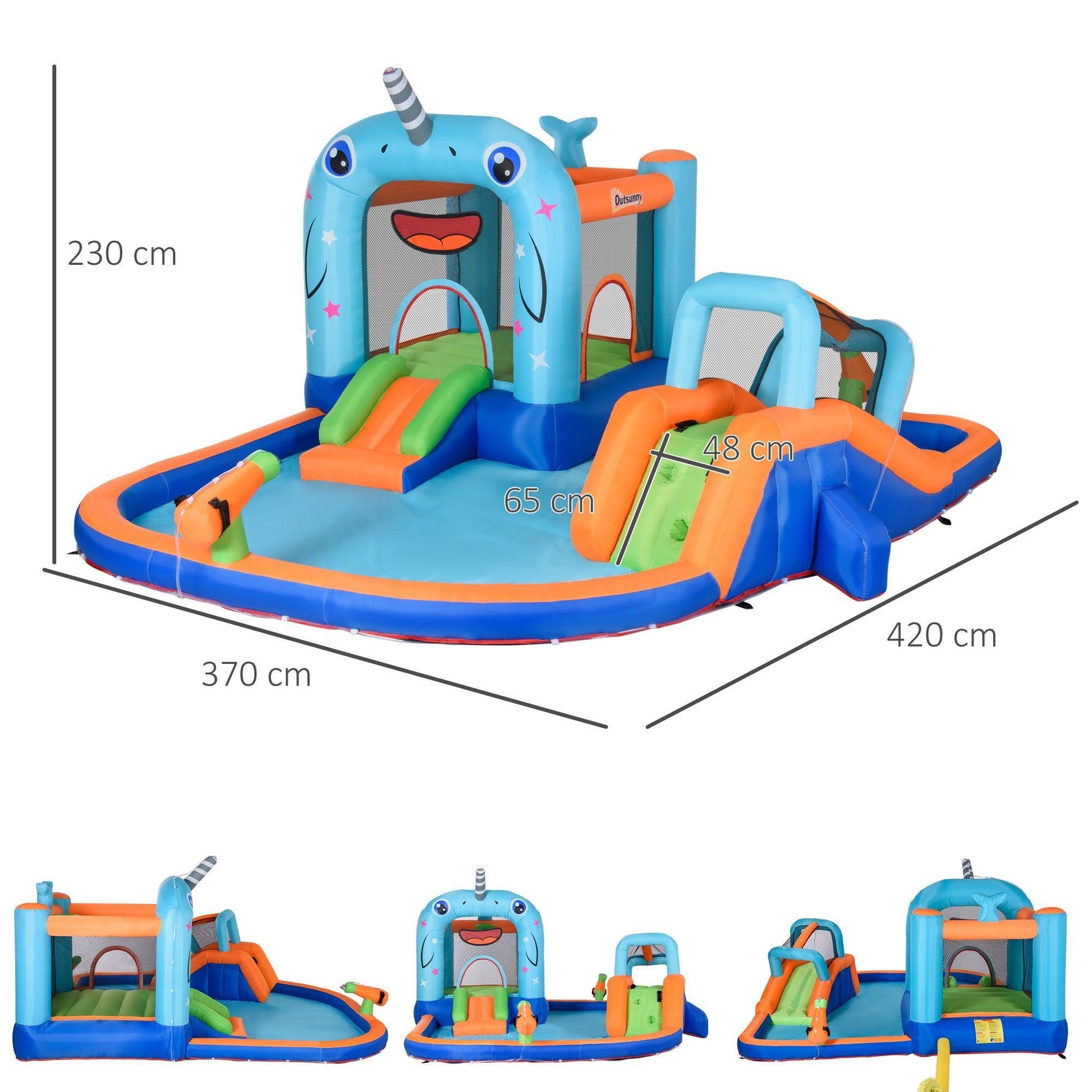 Outsunny Inflatable Bounce Castle with Slide - 5-in-1 Kids Fun - ALL4U RETAILER LTD