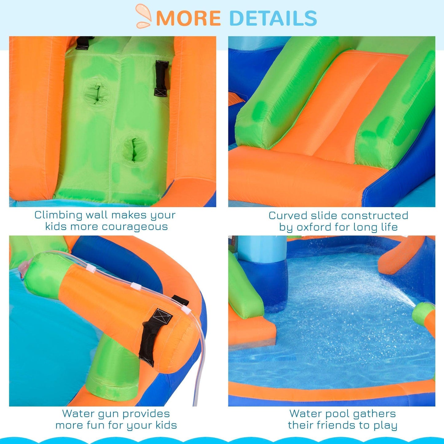 Outsunny Inflatable Bounce Castle with Slide - 5-in-1 Kids Fun - ALL4U RETAILER LTD