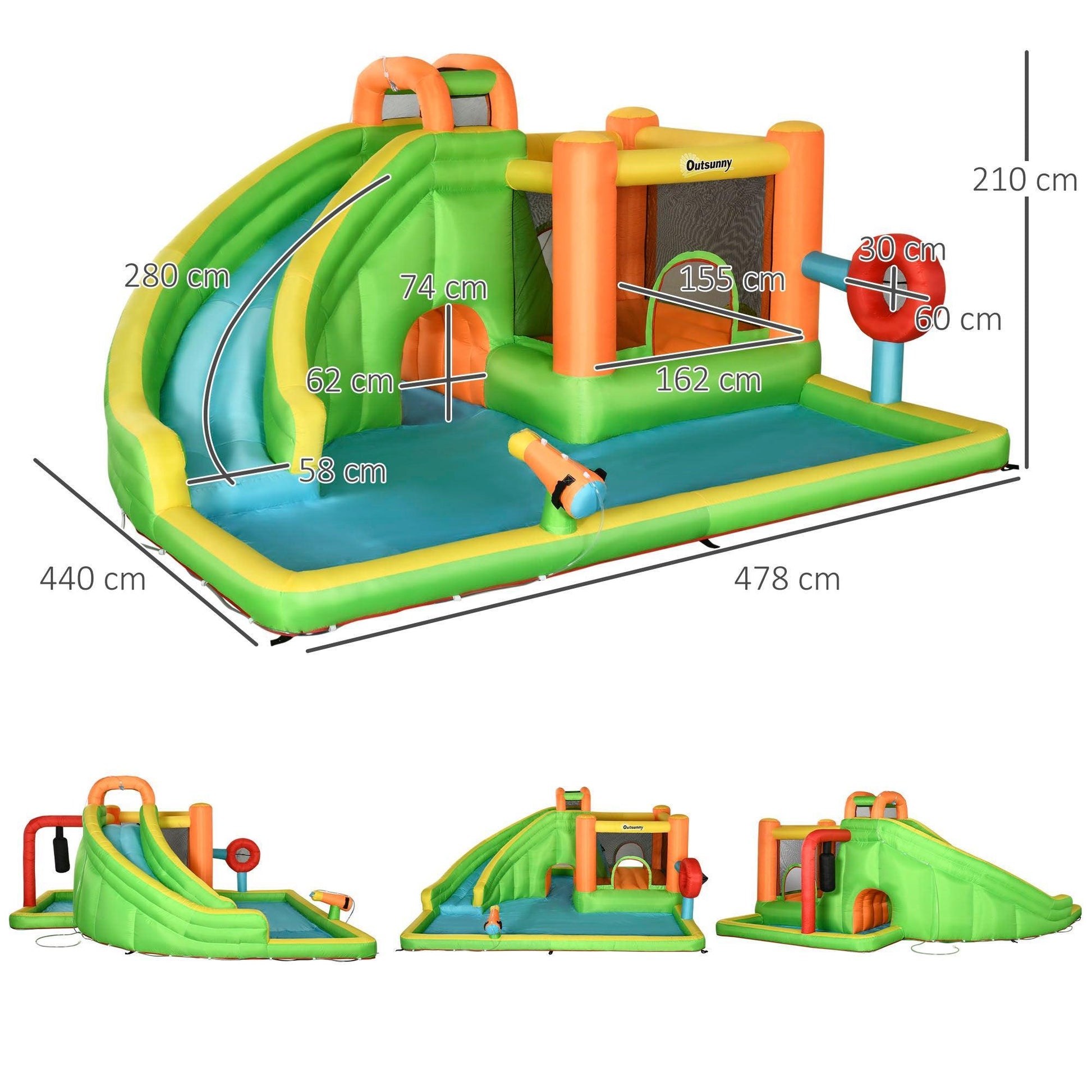 Outsunny Kids 7-in-1 Bounce Castle with Slide and Pool - ALL4U RETAILER LTD